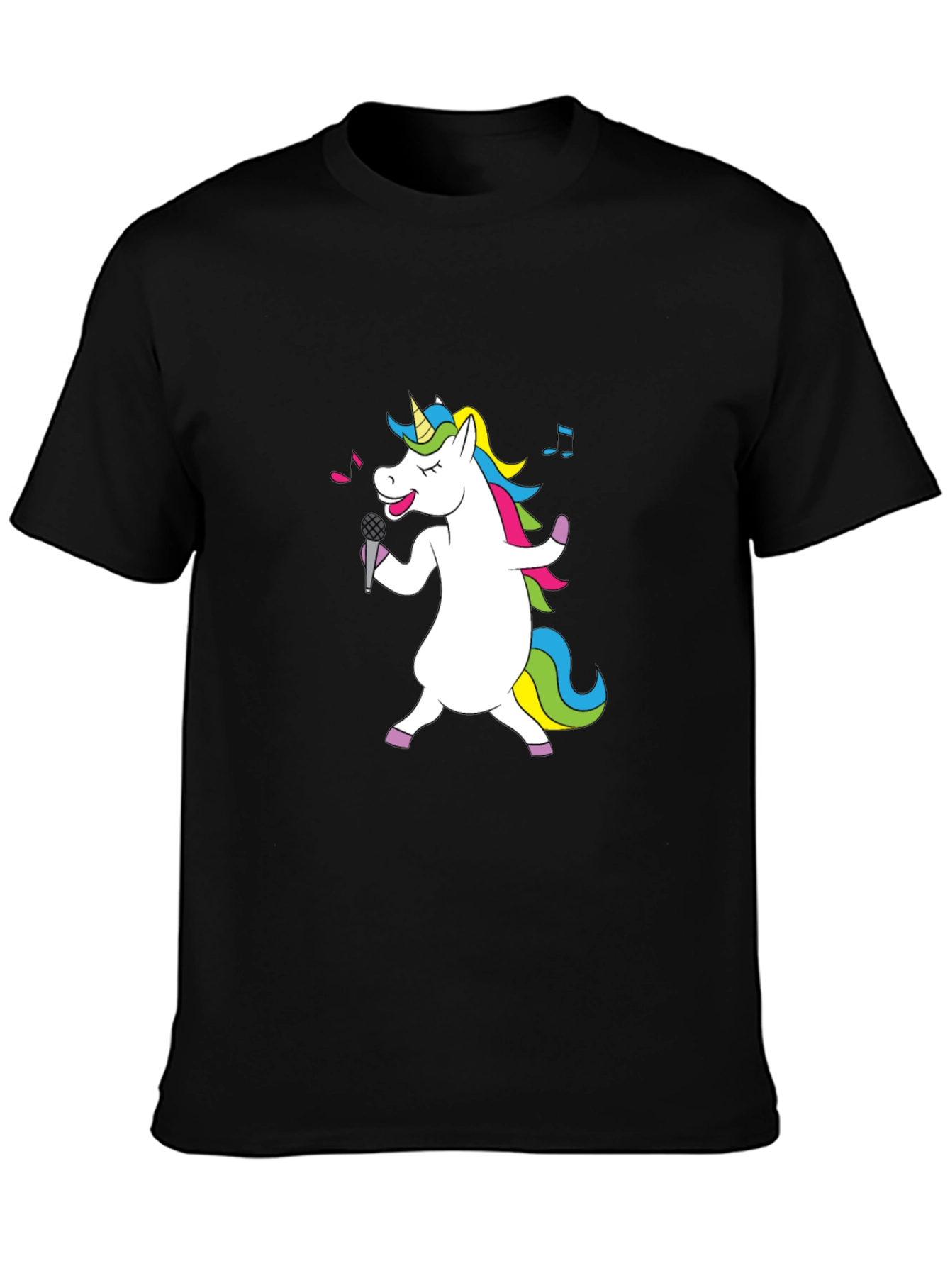 Singing Unicorn Black T-Shirt