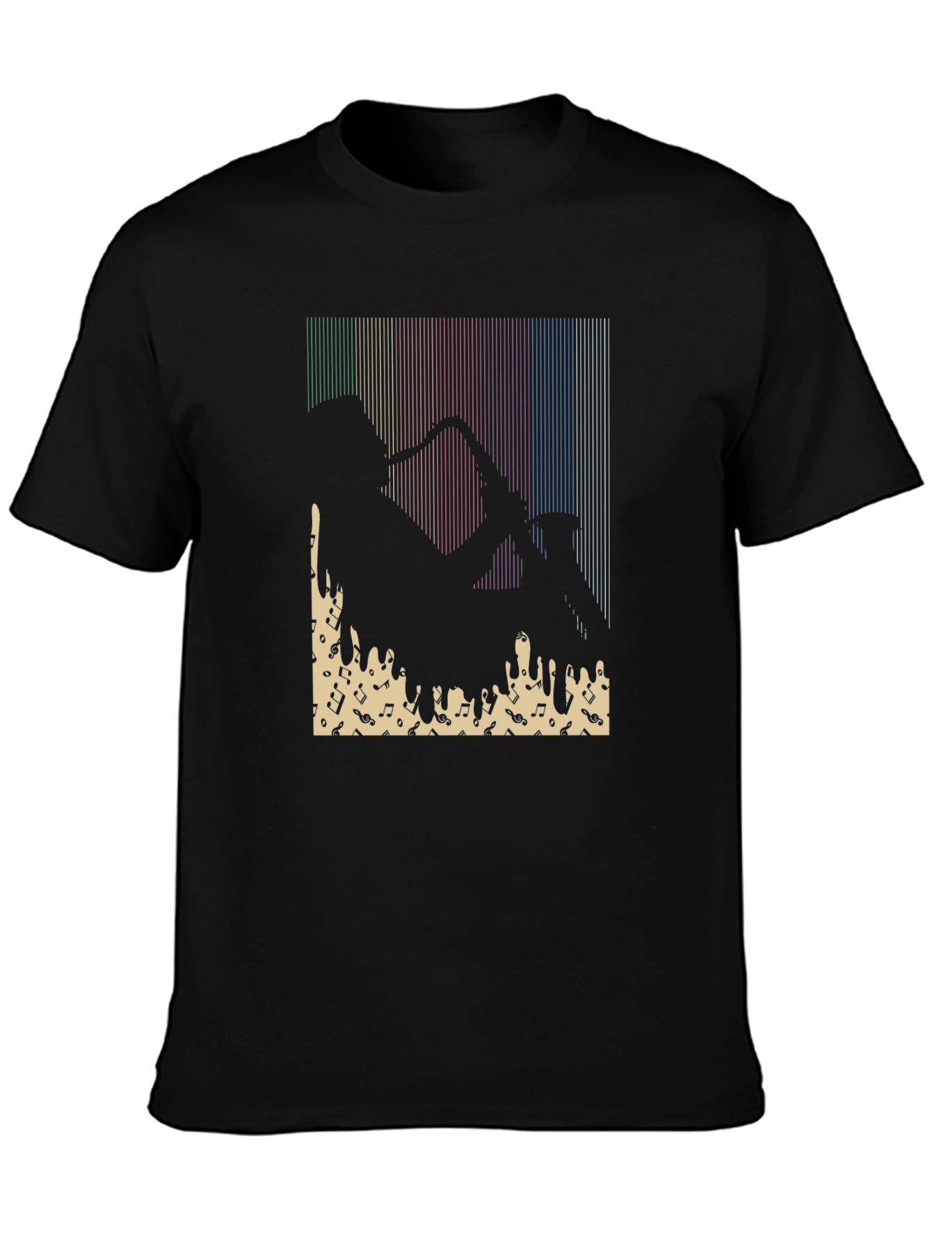 Jazz Saxophone Player Graphic Tee - Black Cotton T-Shirt
