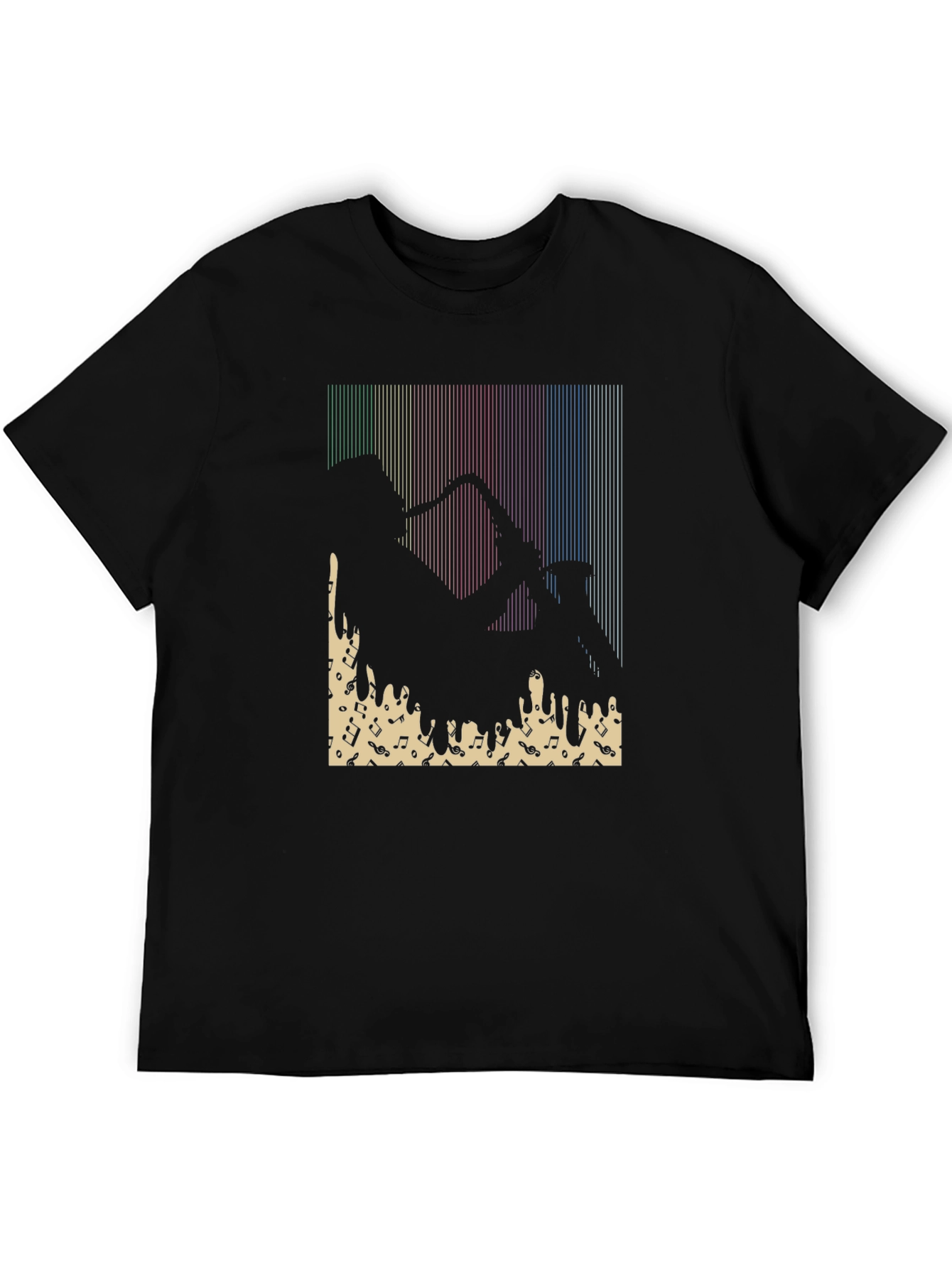 Jazz Saxophone Player Graphic Tee - Black Cotton T-Shirt