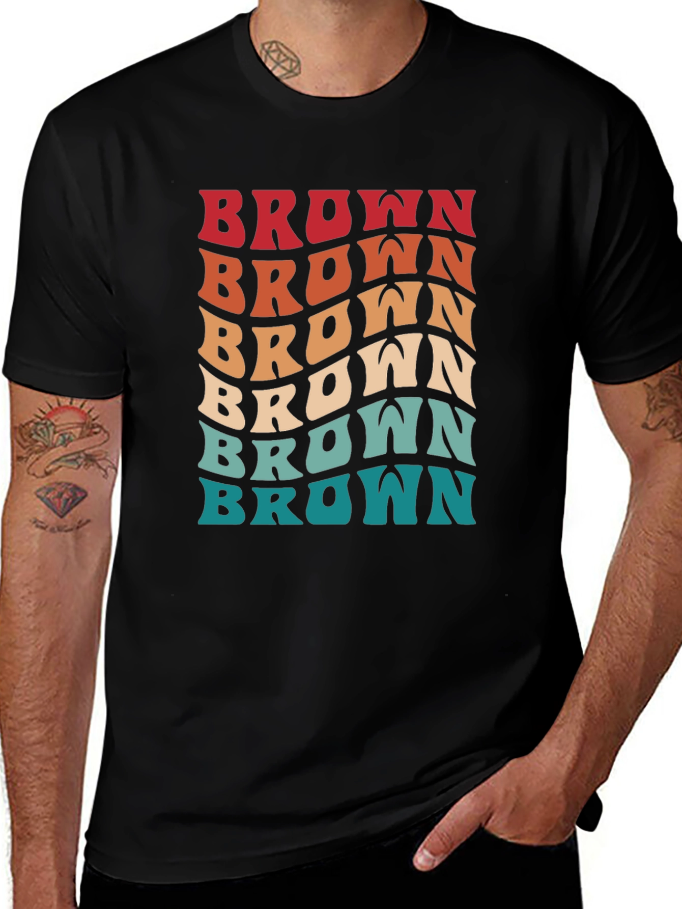 Retro Brown Wavy Text Graphic Tee