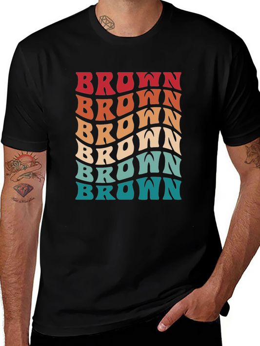 Retro Brown Wavy Text Graphic Tee