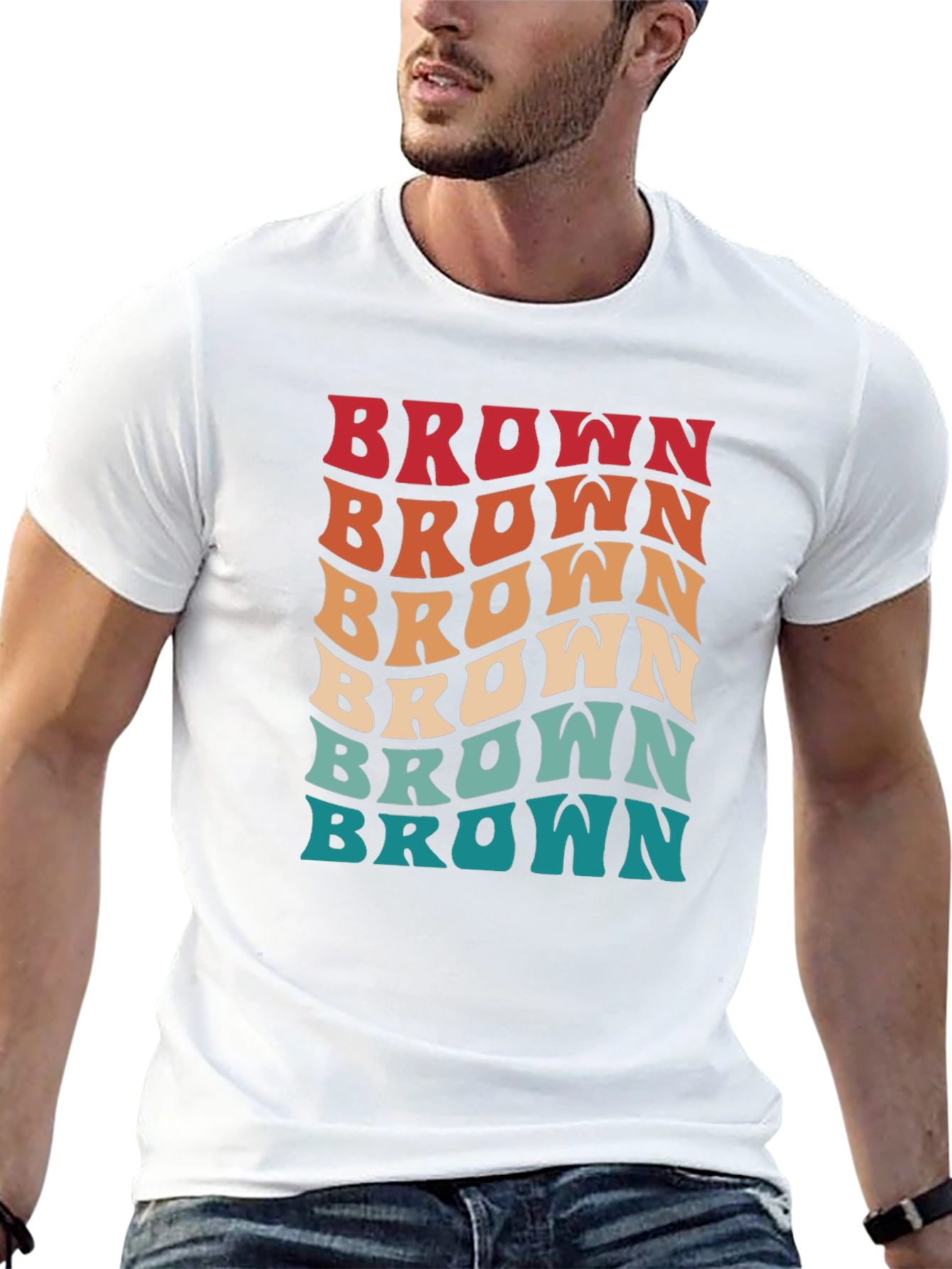 Retro Brown Wavy Text Graphic Tee