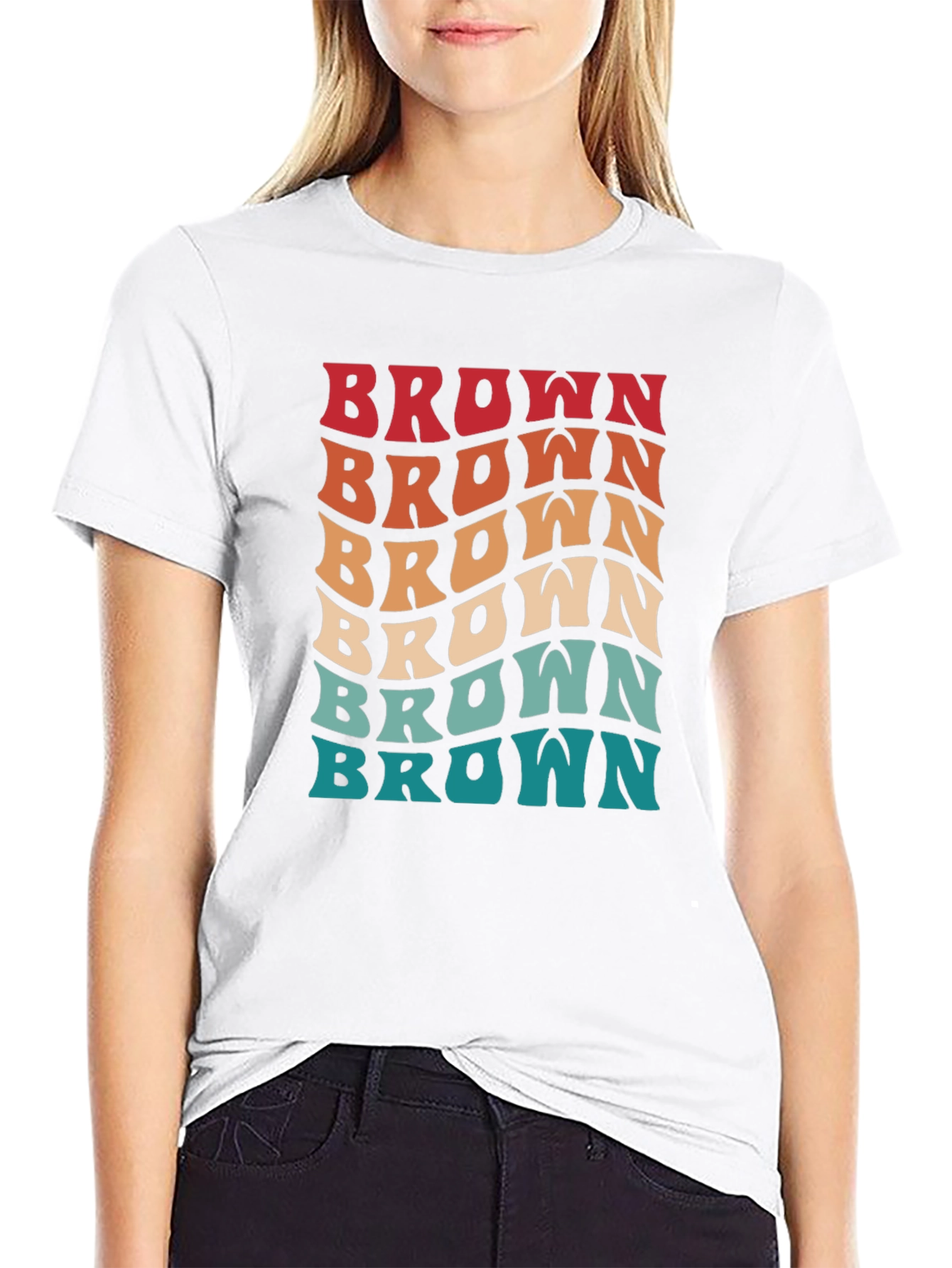 Retro Brown Wavy Text Graphic Tee