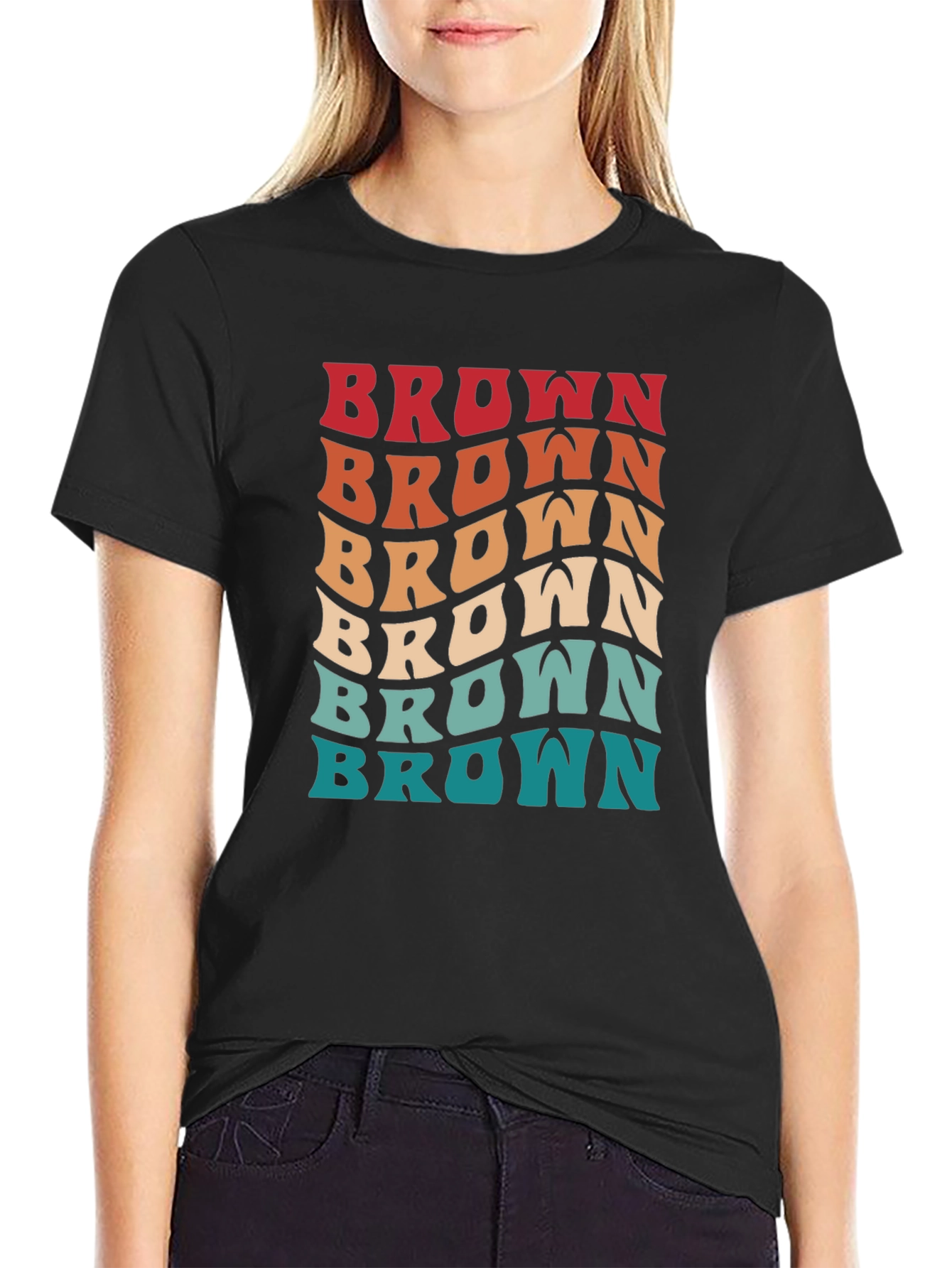Retro Brown Wavy Text Graphic Tee