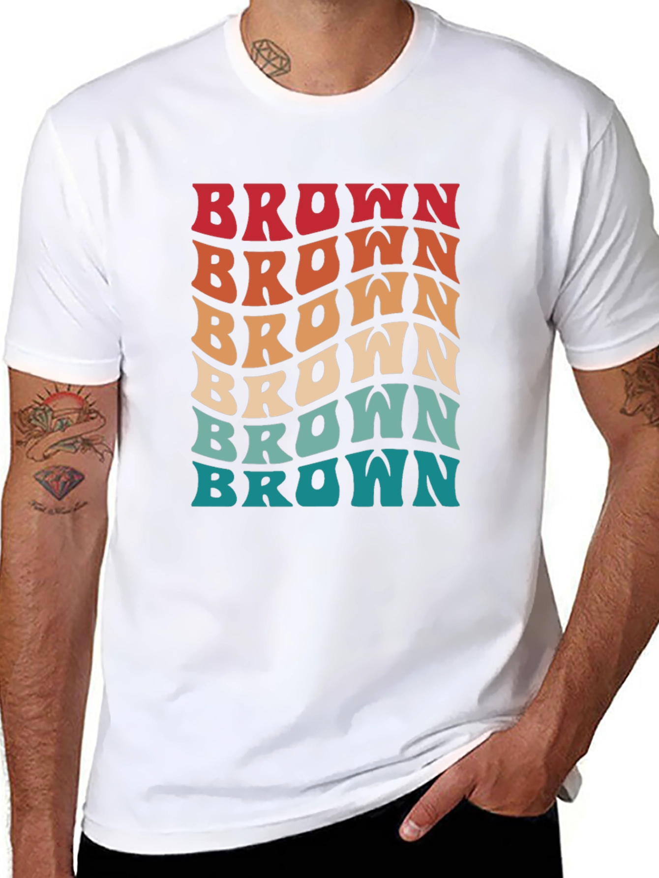 Retro Brown Wavy Text Graphic Tee