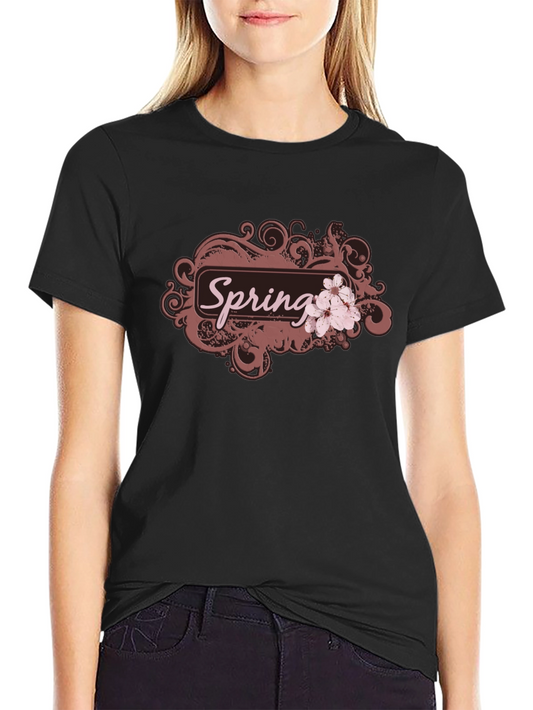 Spring Blossom Graphic Tee - Black