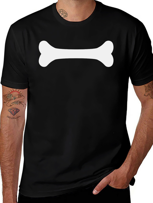 Dog Bone Graphic Tee - Classic Black Crew Neck T-Shirt