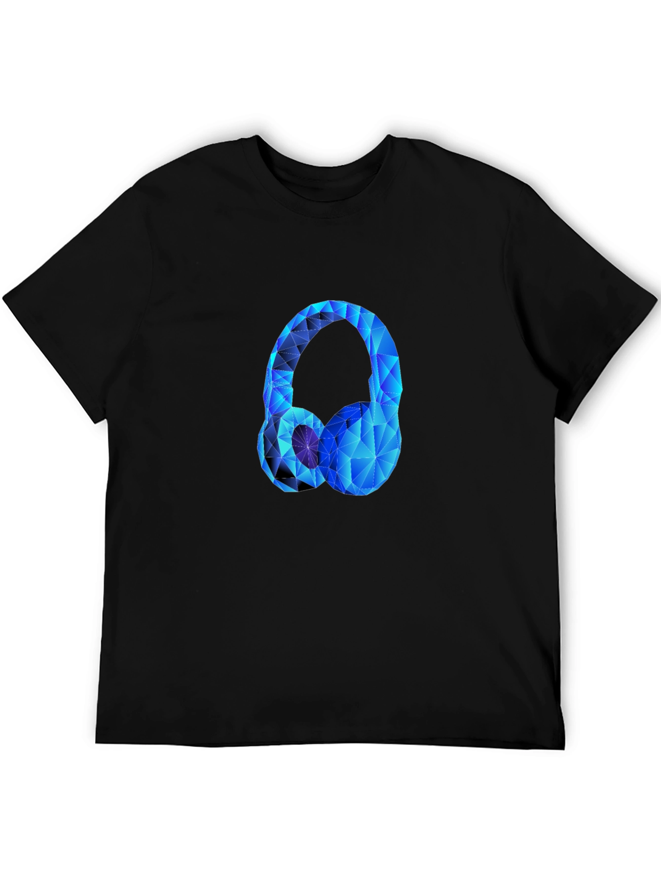 Geometric Headphones Graphic Tee - Black