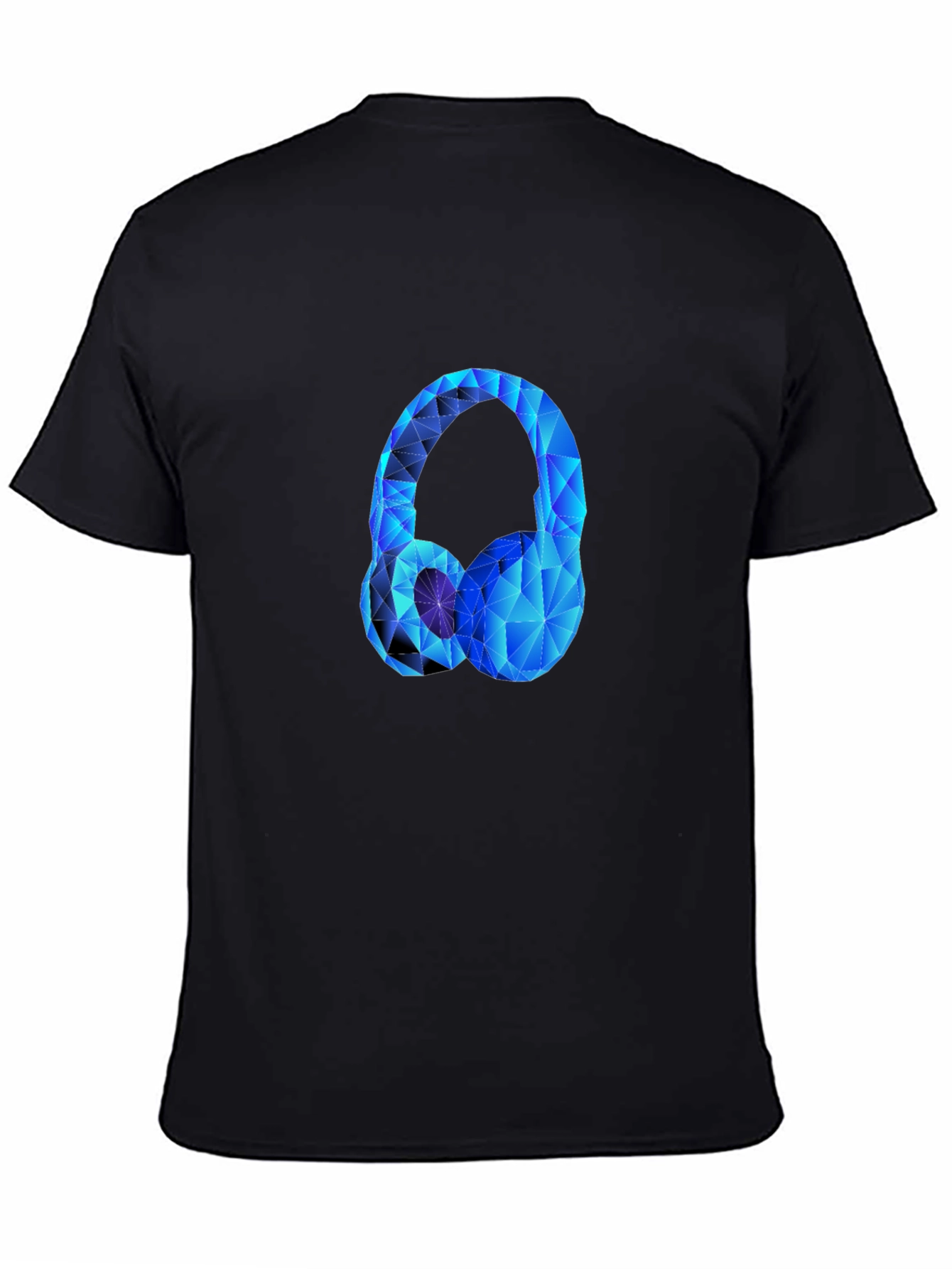 Geometric Headphones Graphic Tee - Black