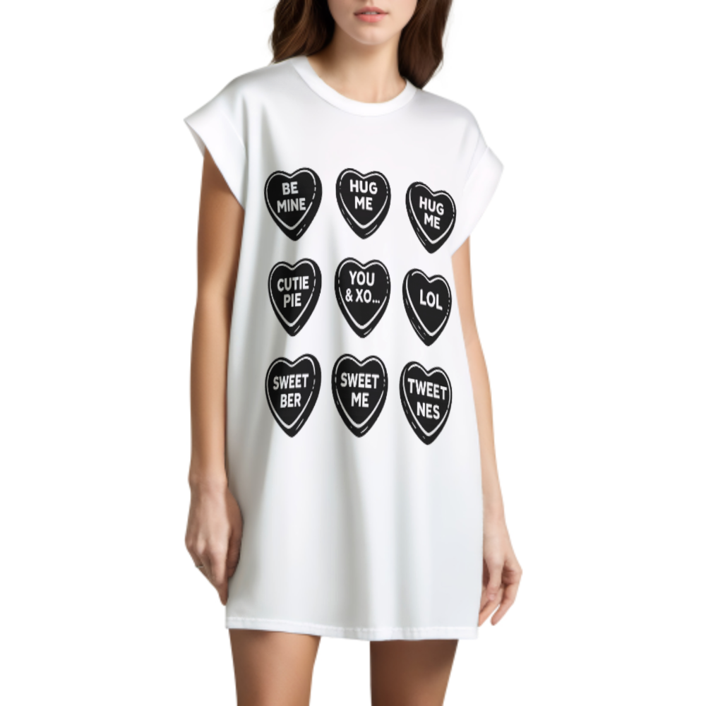 Retro Candy Hearts Valentine Graphic Tee – Cute Love Message Shirt for Women(z827)