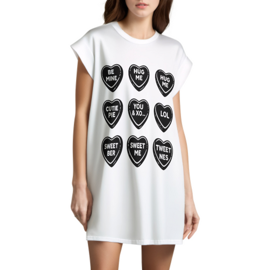 Retro Candy Hearts Valentine Graphic Tee – Cute Love Message Shirt for Women(z827)