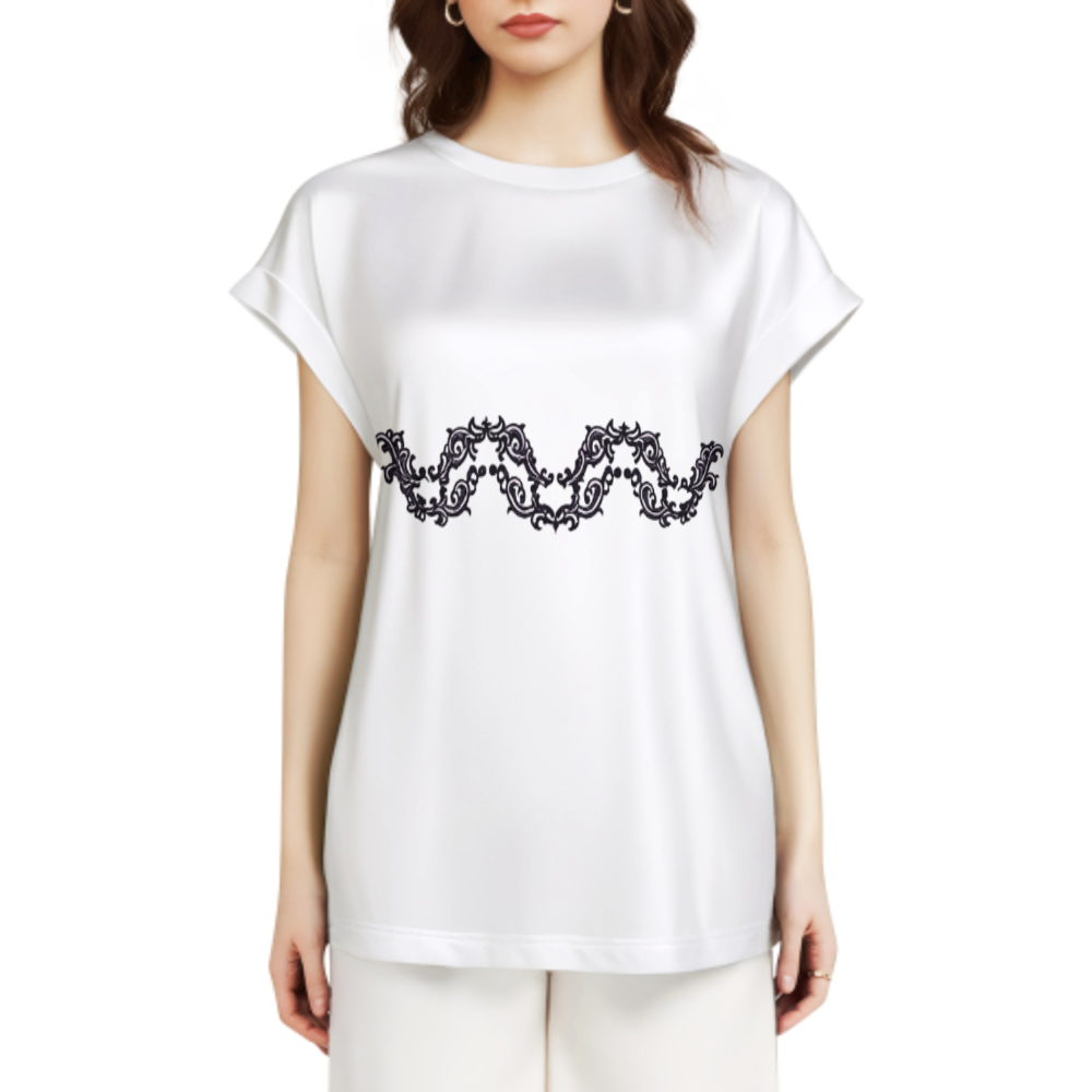 Vintage Baroque Border Graphic Tee – Elegant Gothic Ornamental Streetwear Shirt(z838)