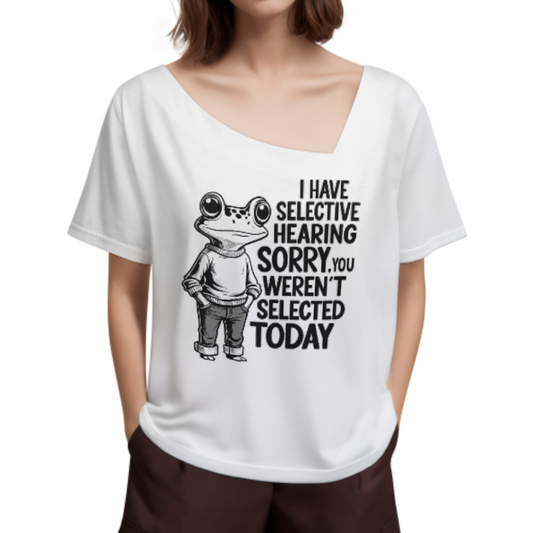 Selective Hearing Frog Funny Graphic Tee – Sarcastic Frog Lover Shirt, Retro Humor T-Shirt for Men & Women(z857)