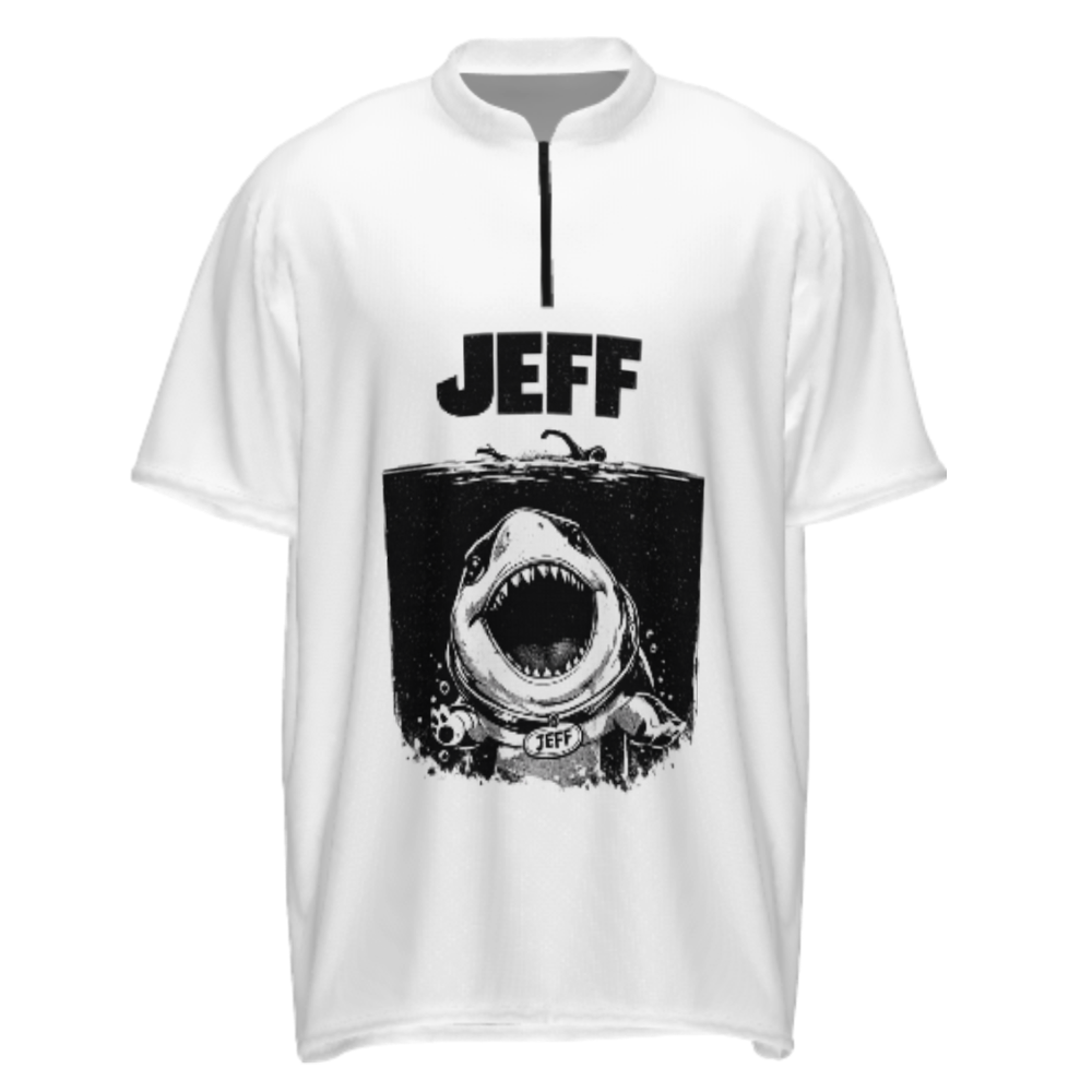 Funny Jeff Shark Graphic Tee – Retro Cartoon Ocean Humor Shirt(z817)