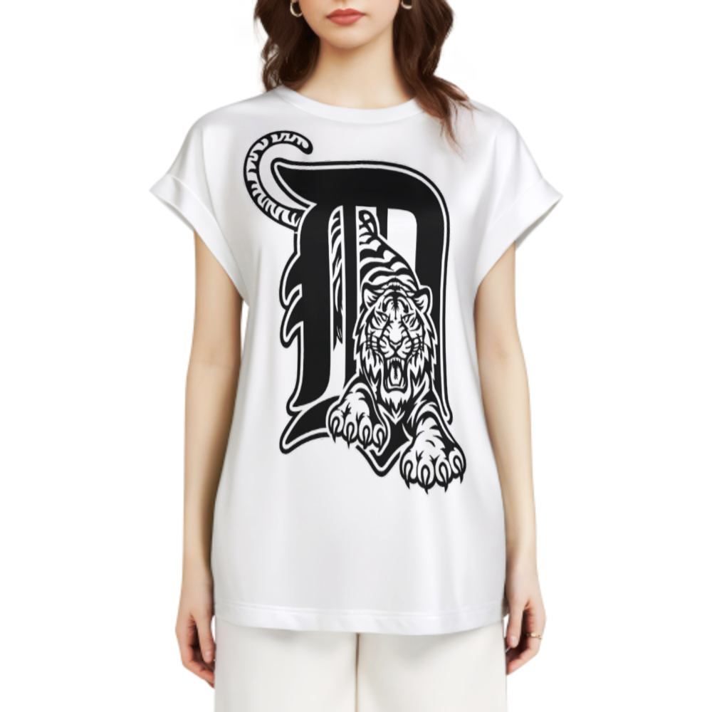 Detroit Tiger Gothic Letter Graphic Tee – Vintage Sports Inspired Streetwear Shirt(z837)