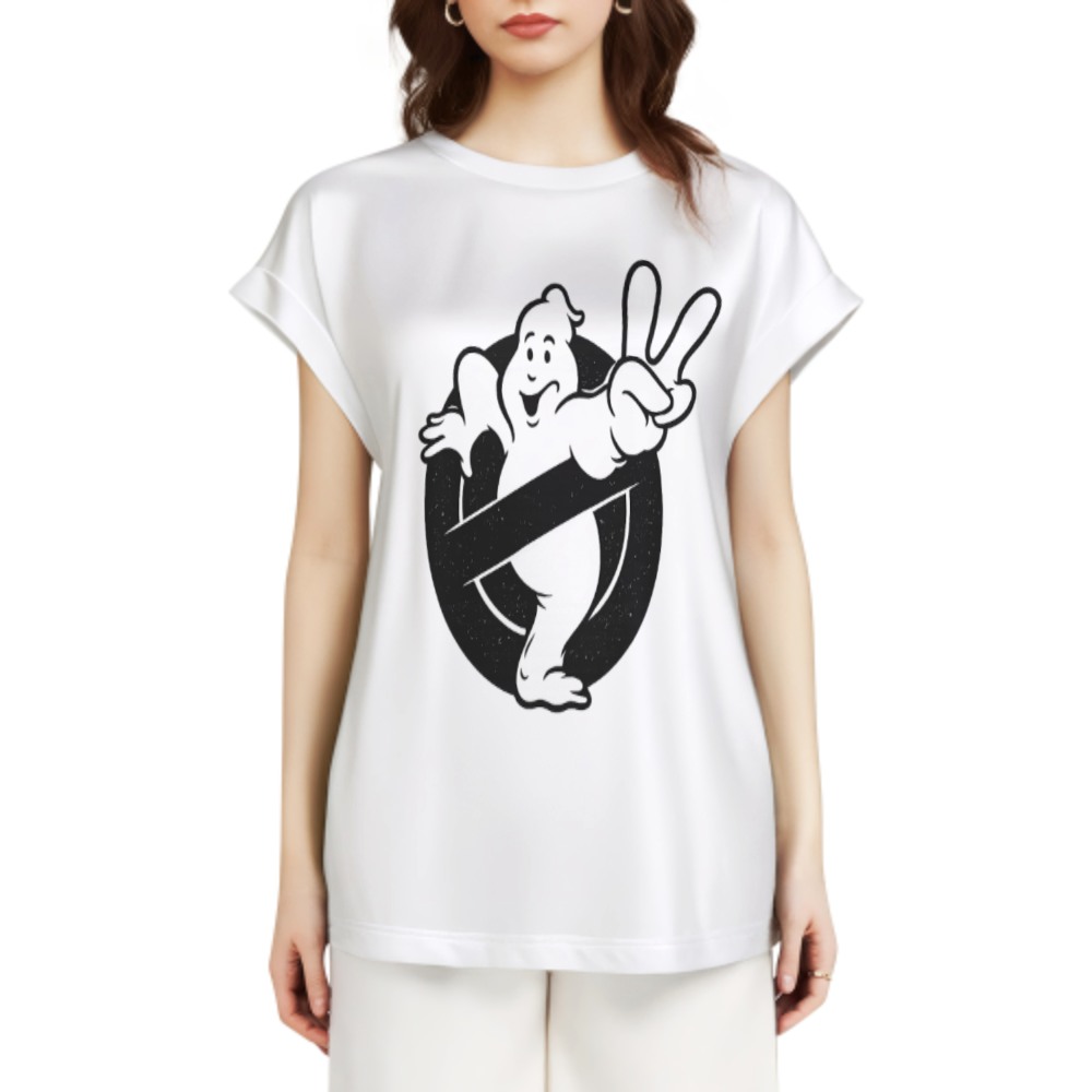 Peace Ghost Retro Graphic Tee – Funny Paranormal Inspired Minimalist Shirt(z840)