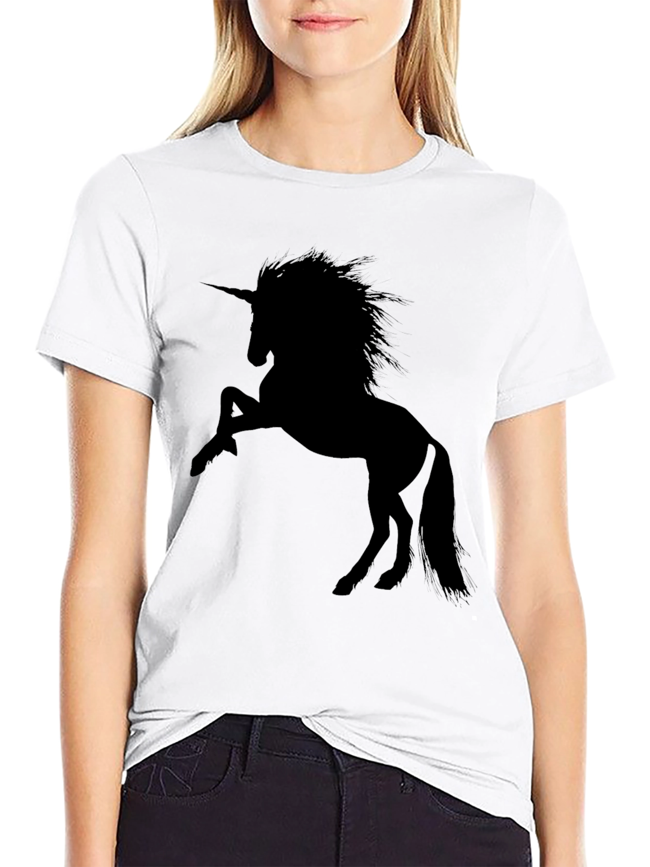 Mens Black Unicorn Graphic Tee