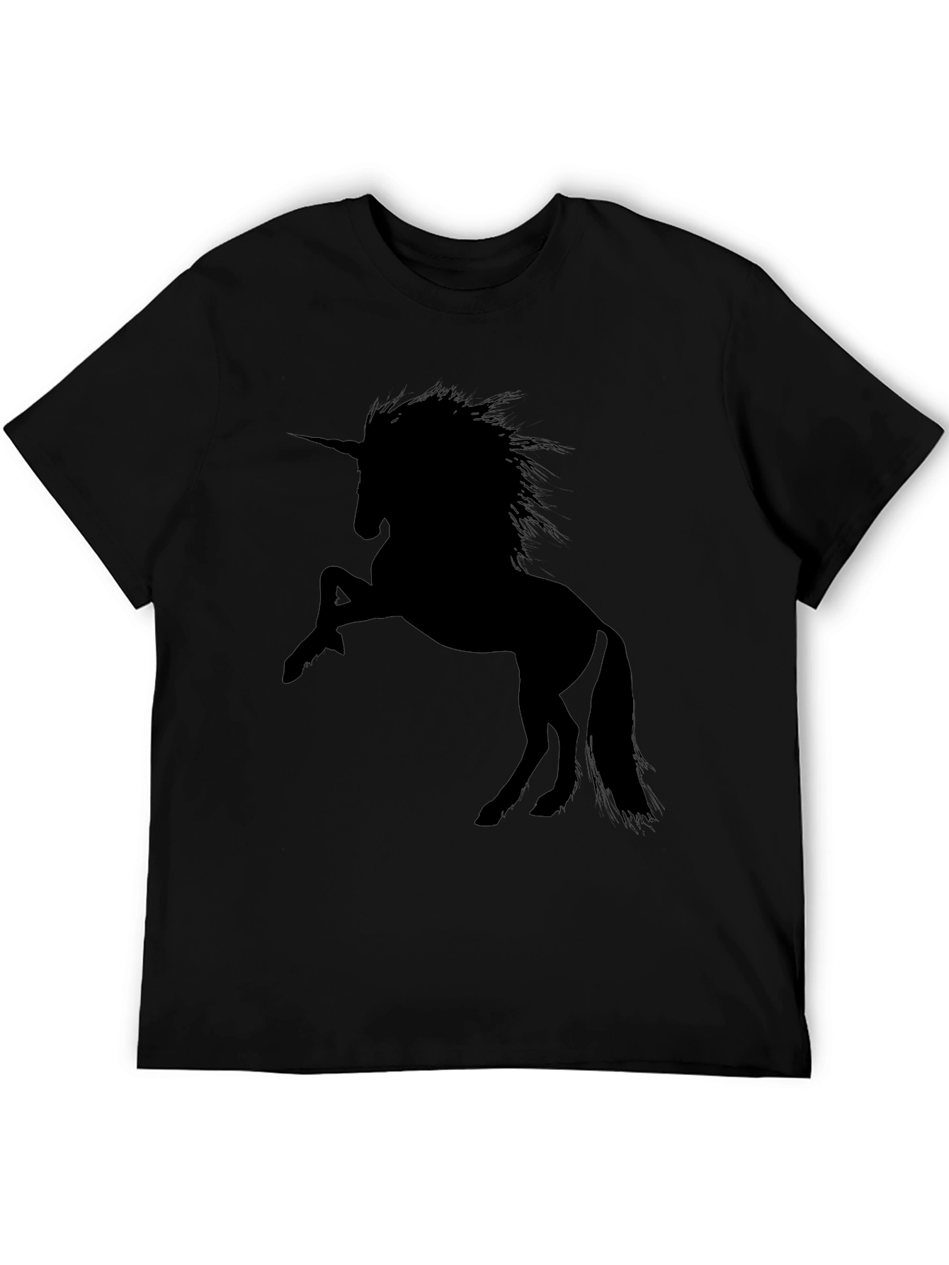 Mens Black Unicorn Graphic Tee