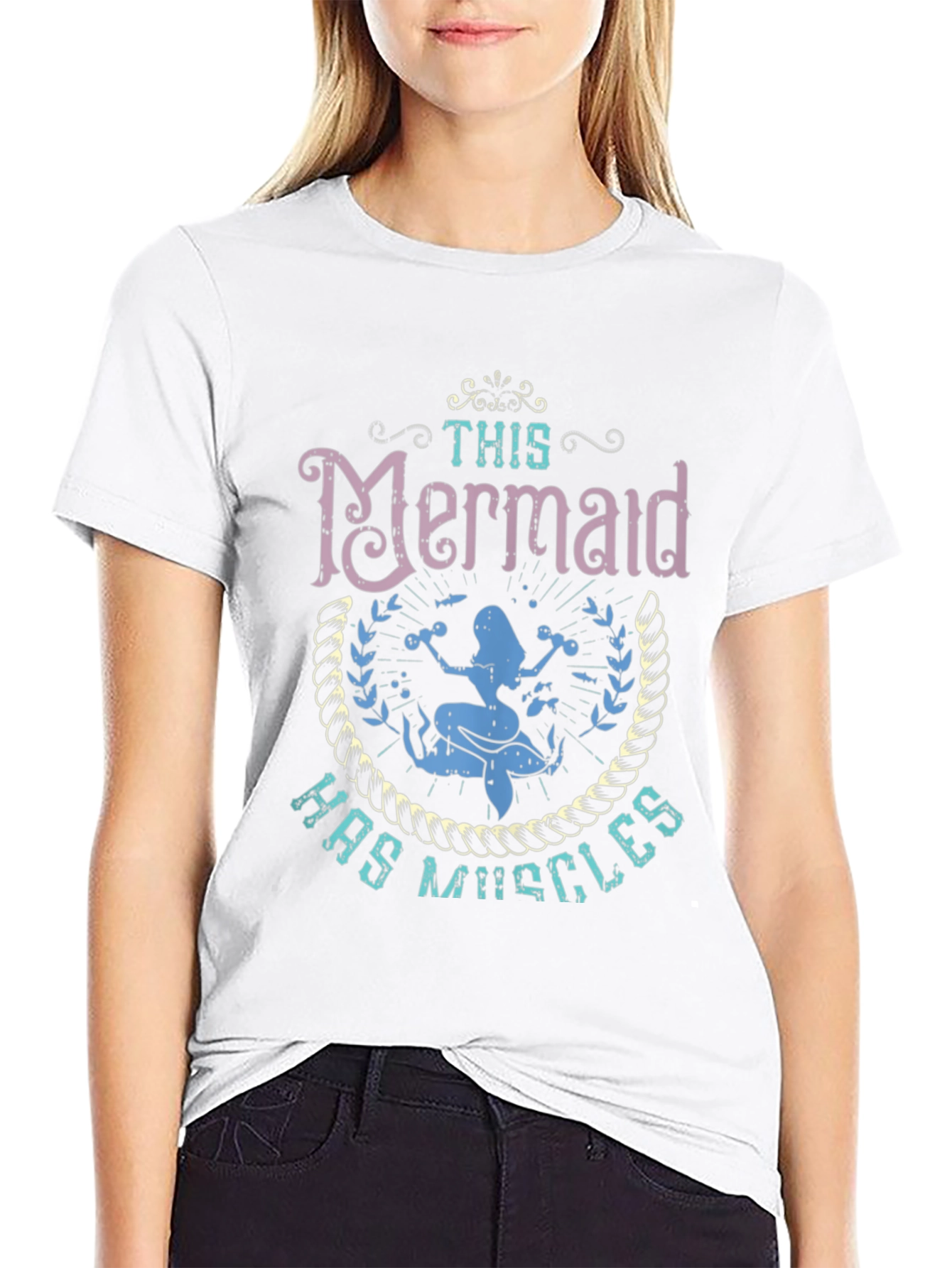 Mermaid Muscles Graphic T-Shirt