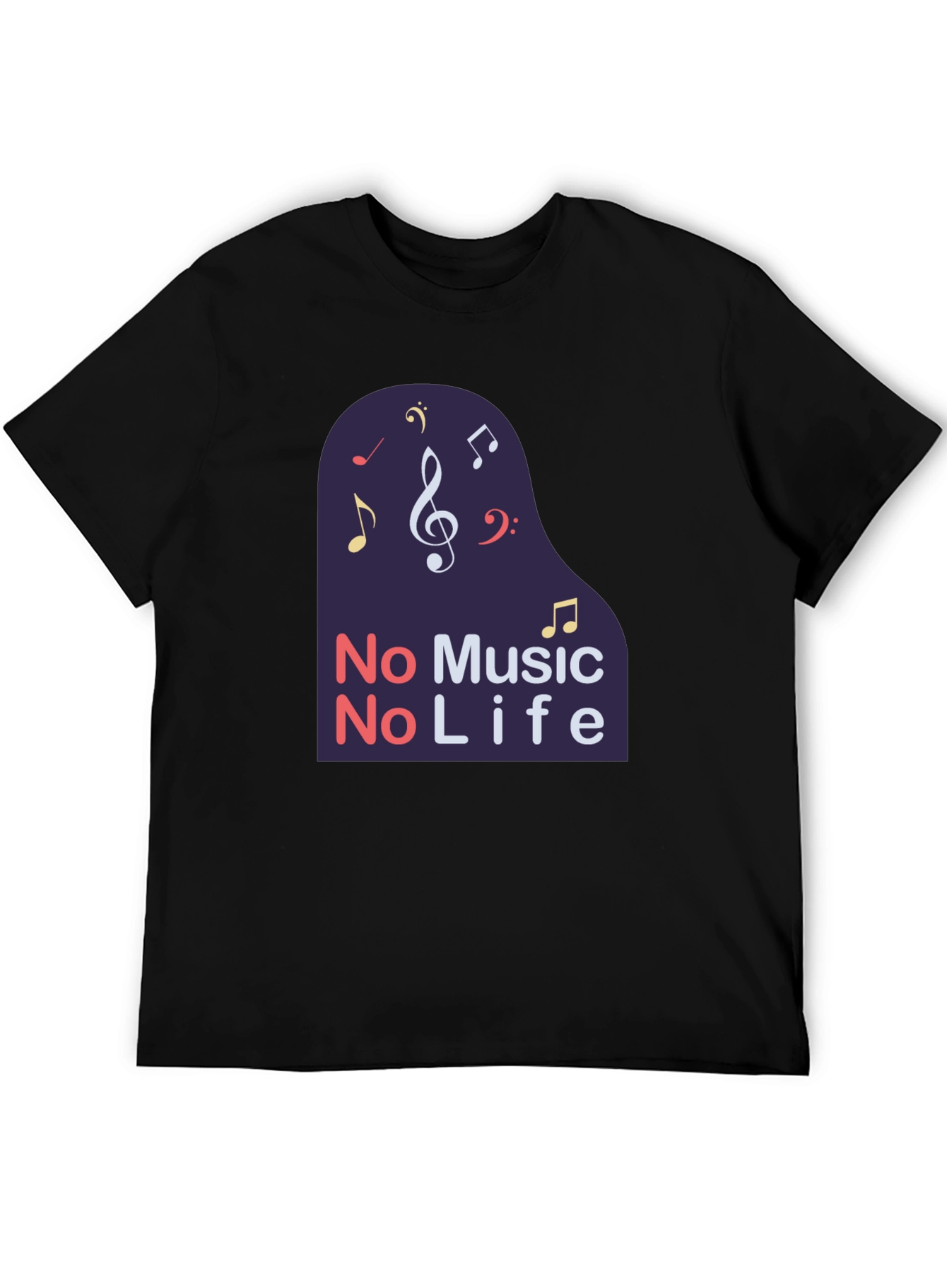 No Music No Life Black T-Shirt