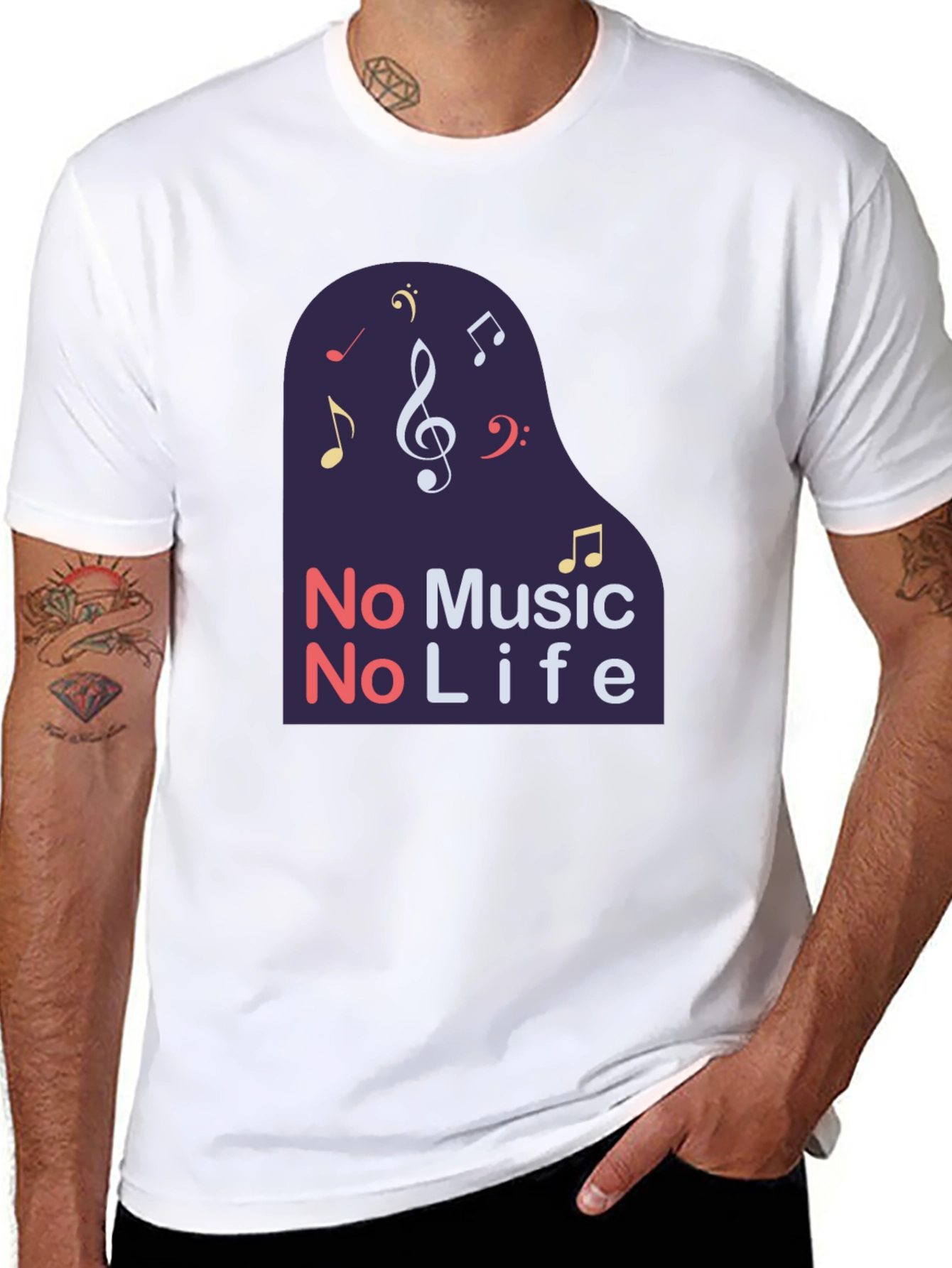 No Music No Life Black T-Shirt