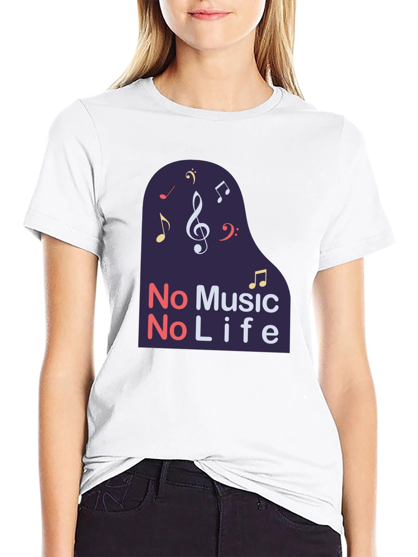 No Music No Life Black T-Shirt