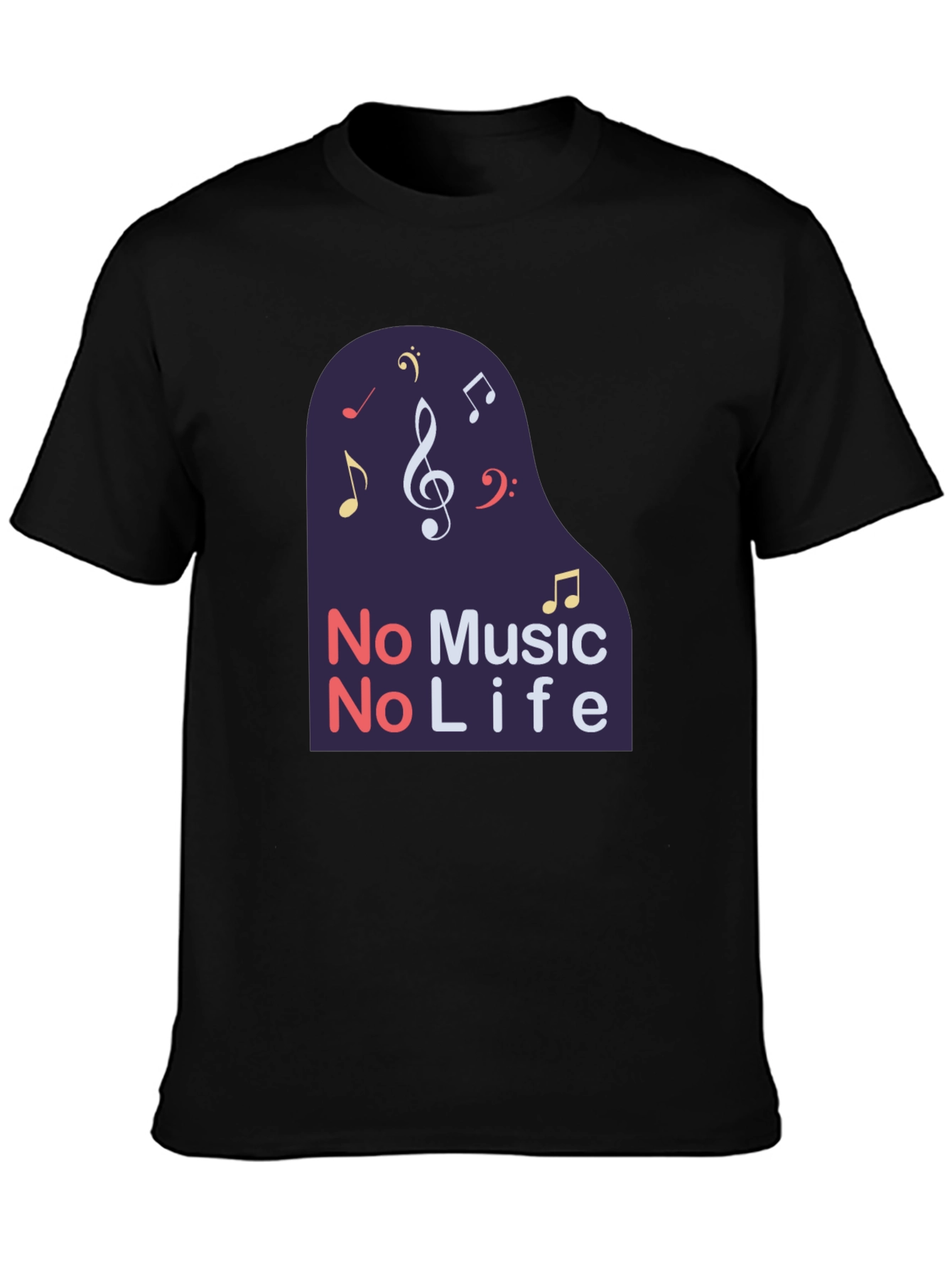 No Music No Life Black T-Shirt
