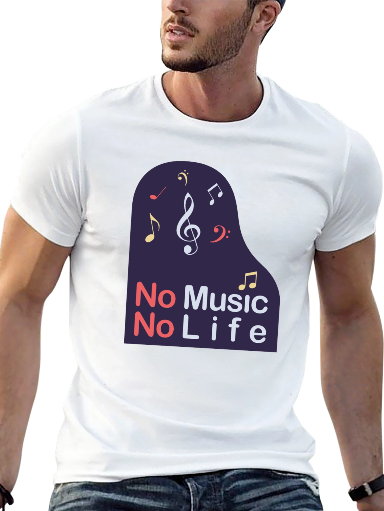 No Music No Life Black T-Shirt