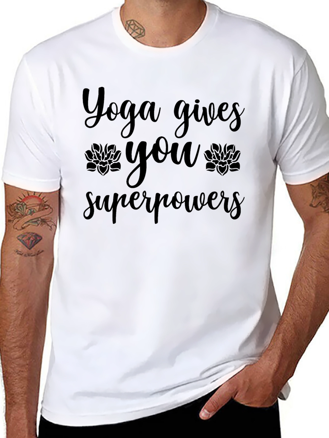 Yoga Gives You Superpowers Black Graphic T-Shirt