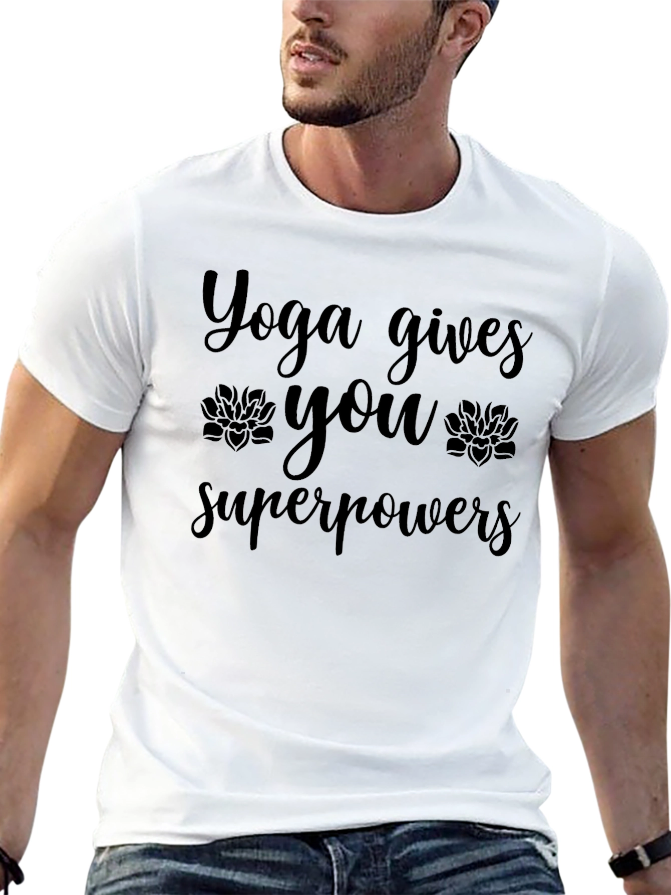 Yoga Gives You Superpowers Black Graphic T-Shirt