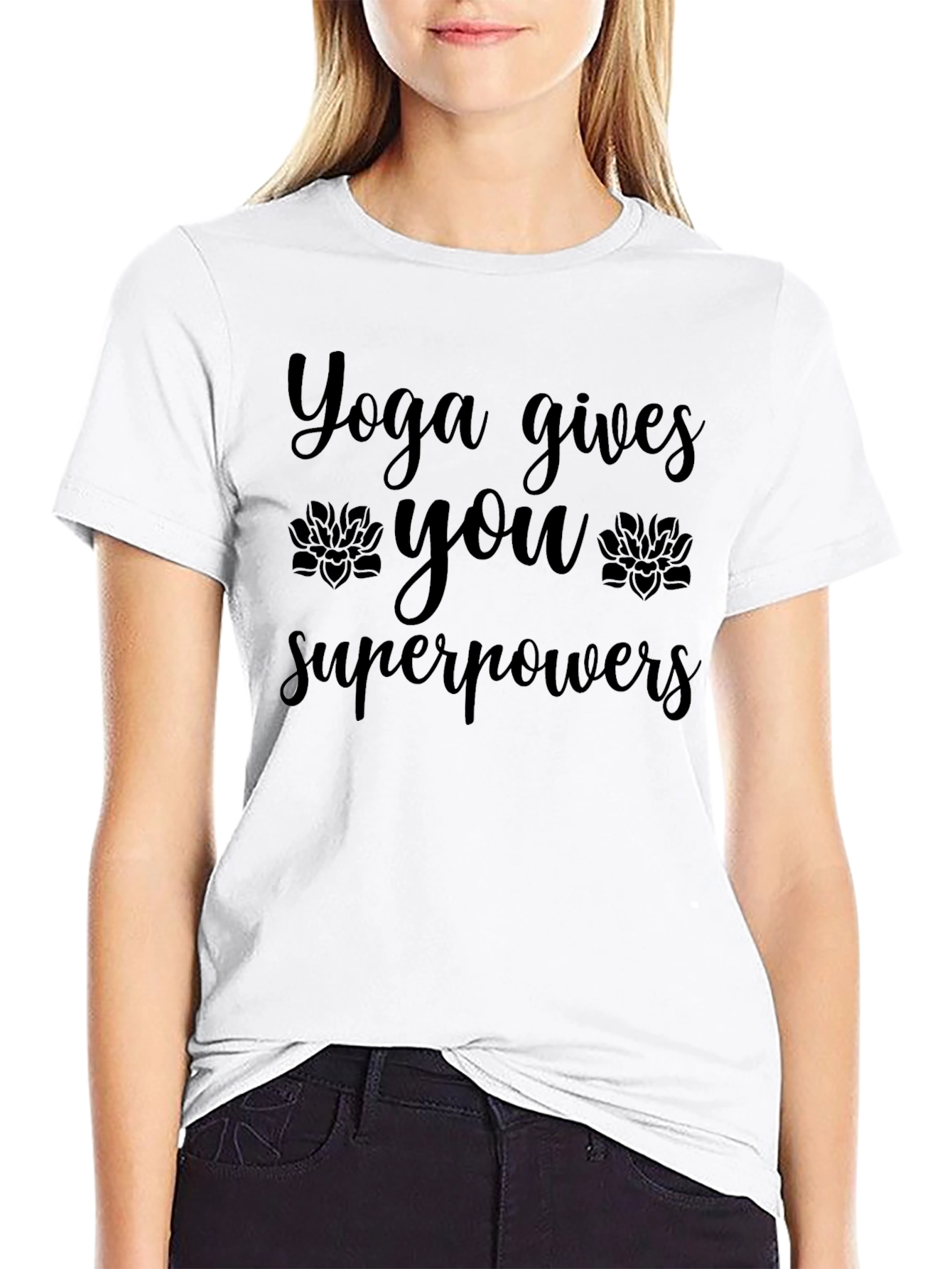Yoga Gives You Superpowers Black Graphic T-Shirt