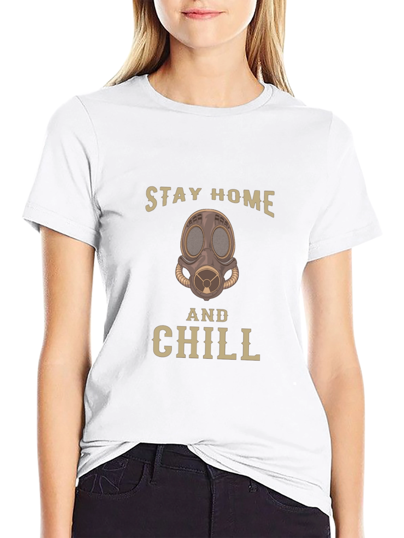 Stay Home & Chill Gas Mask Graphic Tee