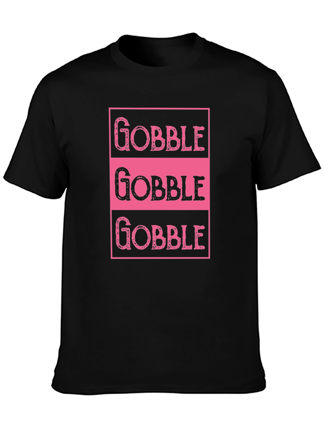 Gobble Thanksgiving T-Shirt - Pink on Black