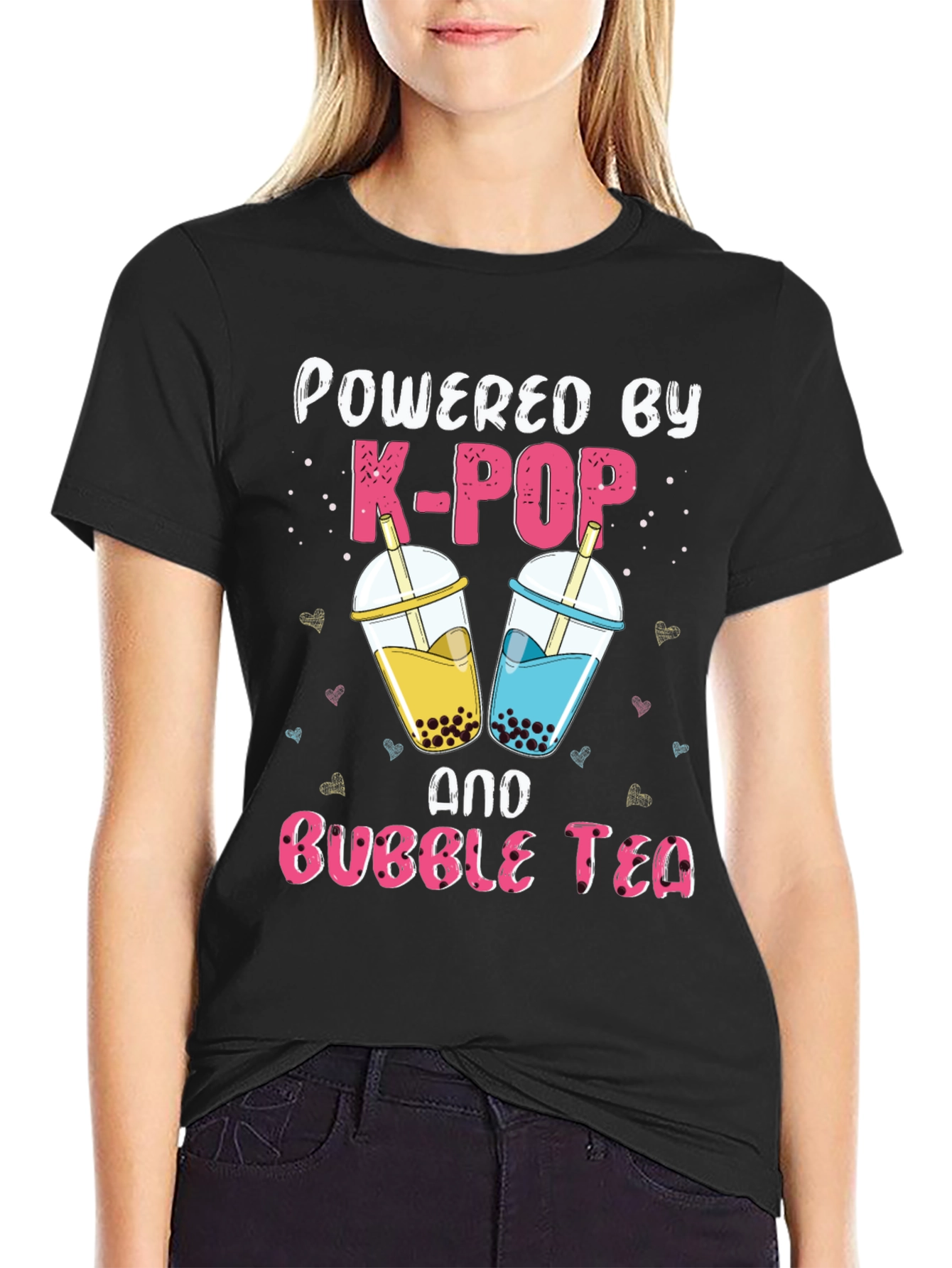 Powered by K-POP and Bubble Tea Graphic Tee