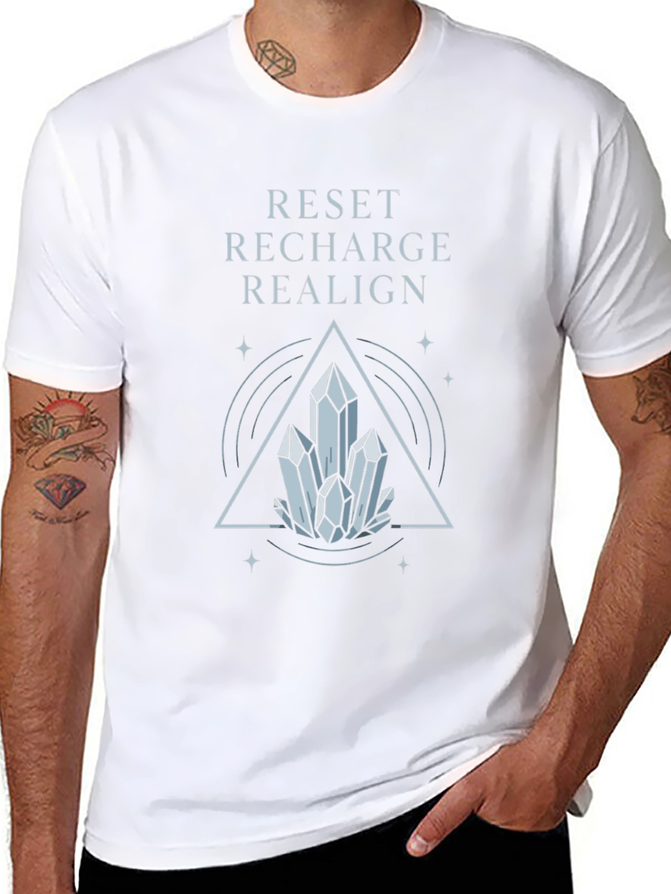 Reset Recharge Realign Crystal Graphic Tee - Black