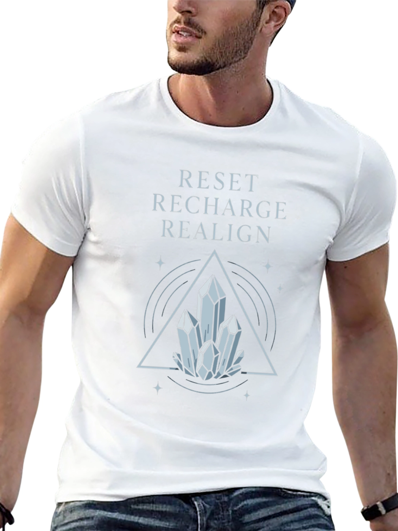 Reset Recharge Realign Crystal Graphic Tee - Black