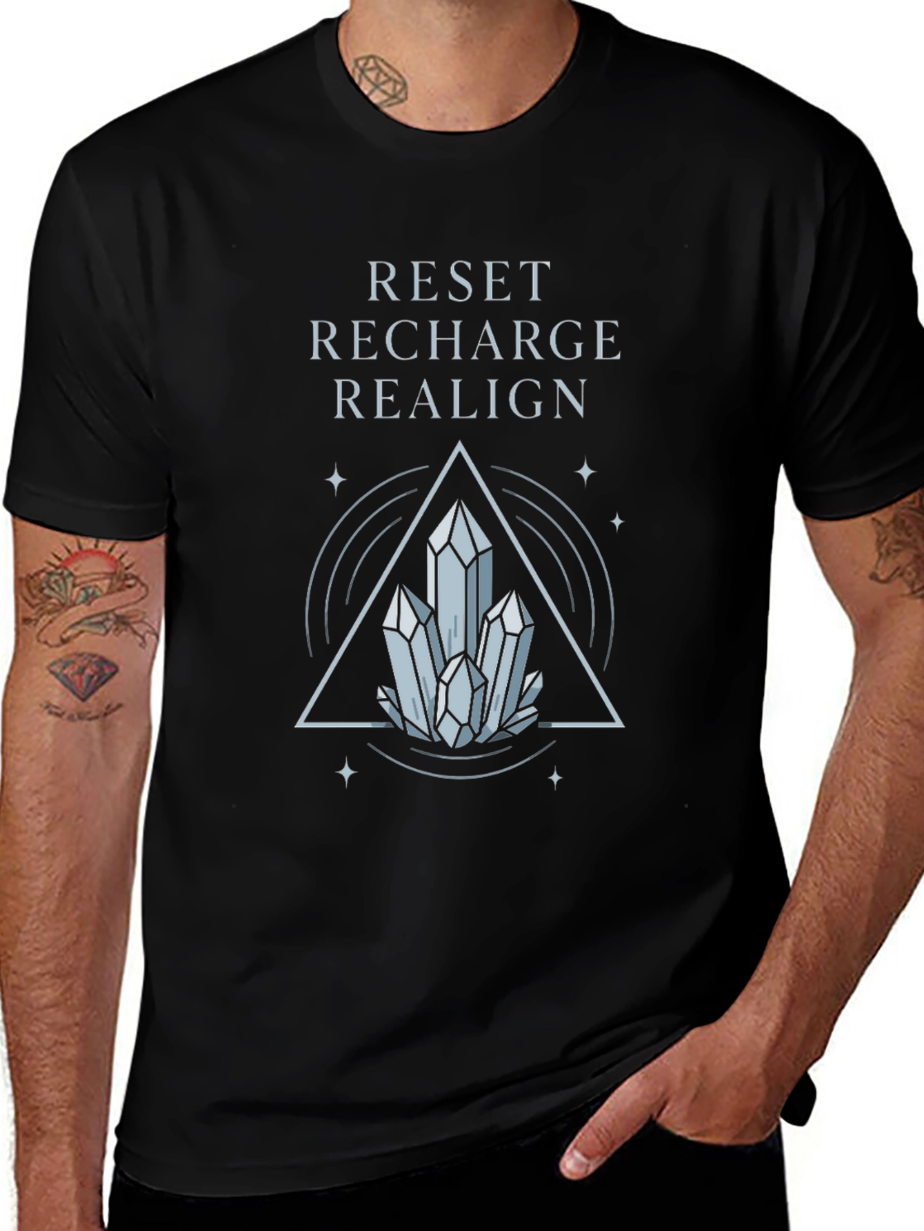 Reset Recharge Realign Crystal Graphic Tee - Black