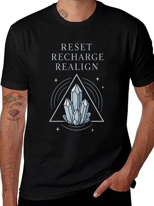 Reset Recharge Realign Crystal Graphic Tee - Black