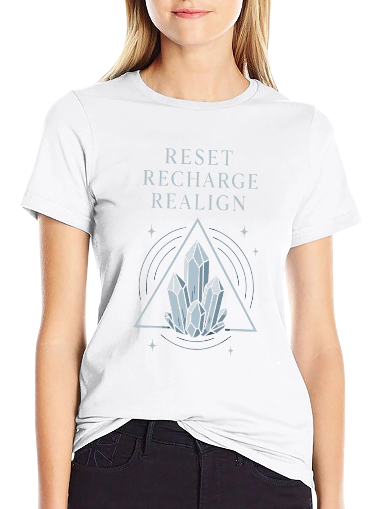 Reset Recharge Realign Crystal Graphic Tee - Black