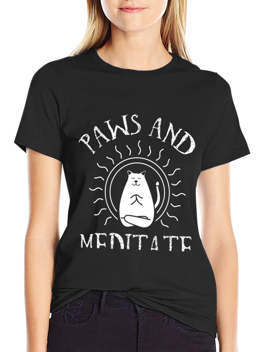 Paws and Meditate Black T-Shirt