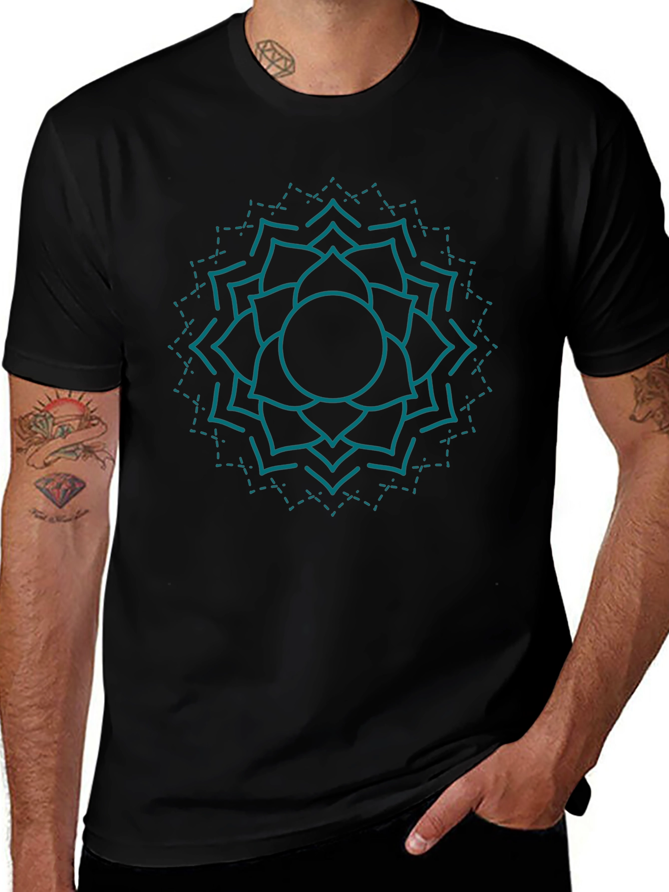 Mandala Graphic Tee - Black Cotton