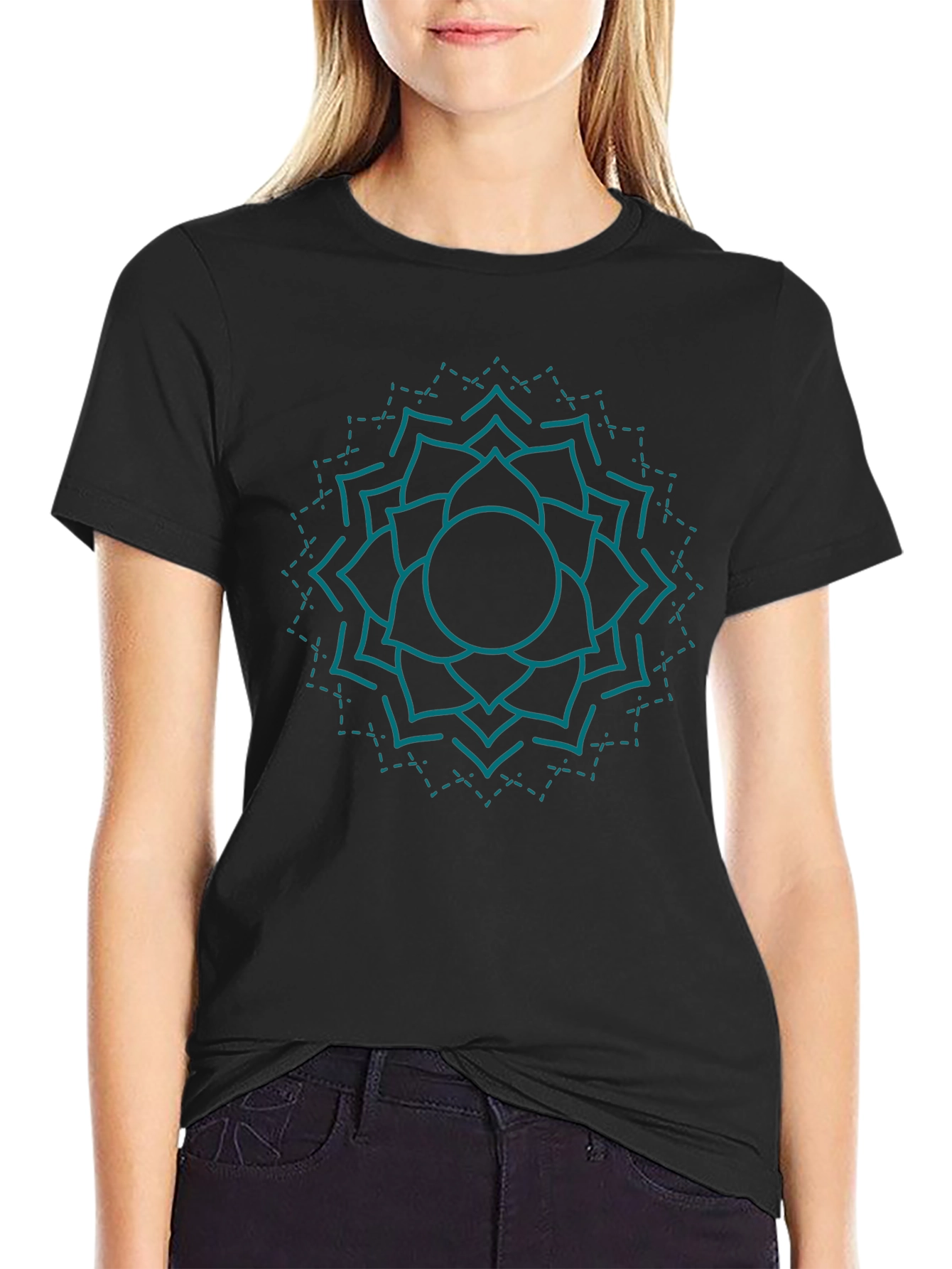 Mandala Graphic Tee - Black Cotton