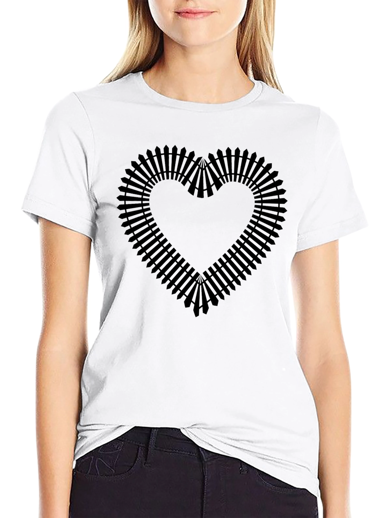 Railroad Heart Black T-Shirt - Unique Design