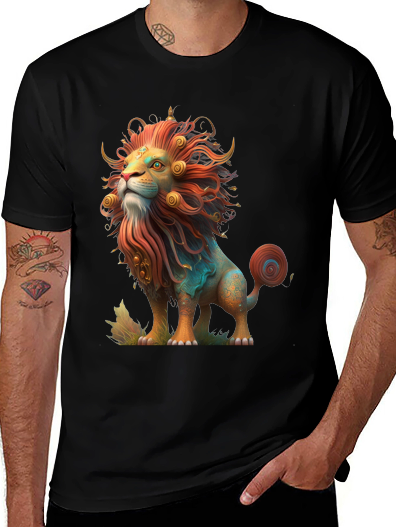 Lion Graphic Tee - Artistic Design