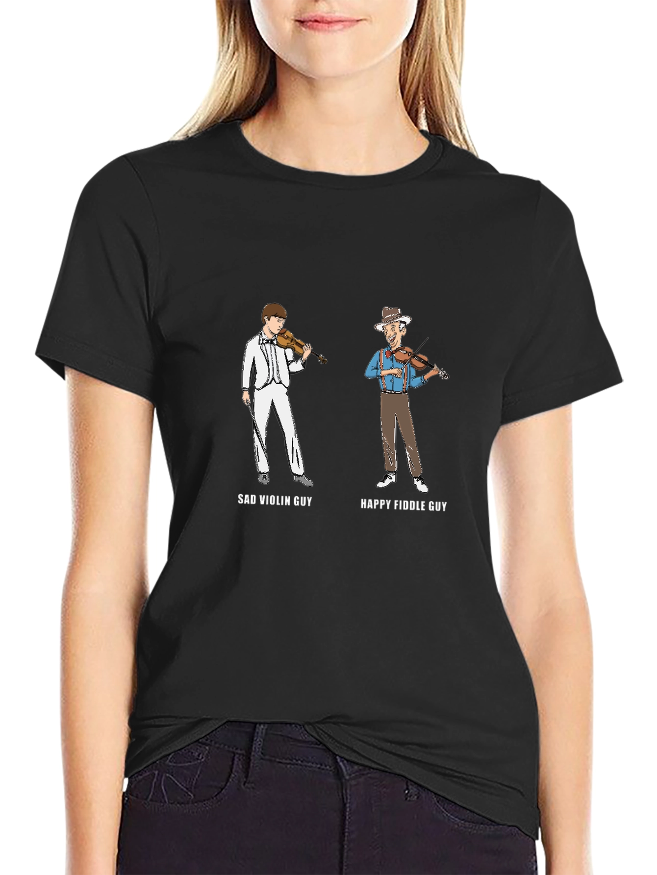Sad Violin Guy vs. Happy Fiddle Guy Graphic Tee