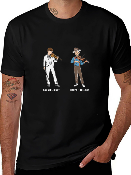 Sad Violin Guy vs. Happy Fiddle Guy Graphic Tee
