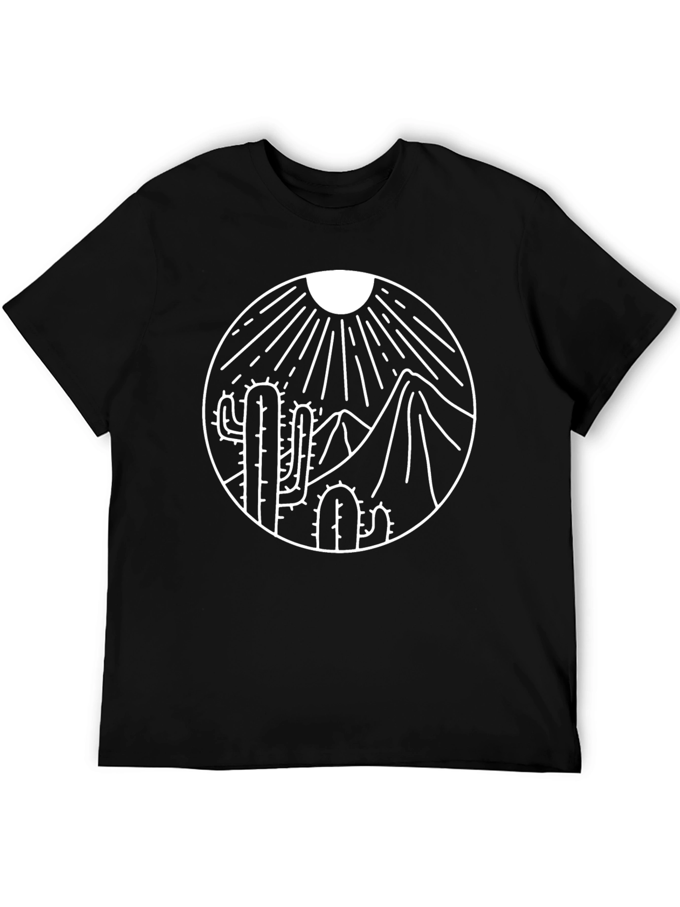 Desert Cactus Graphic Tee - Black Cotton Shirt