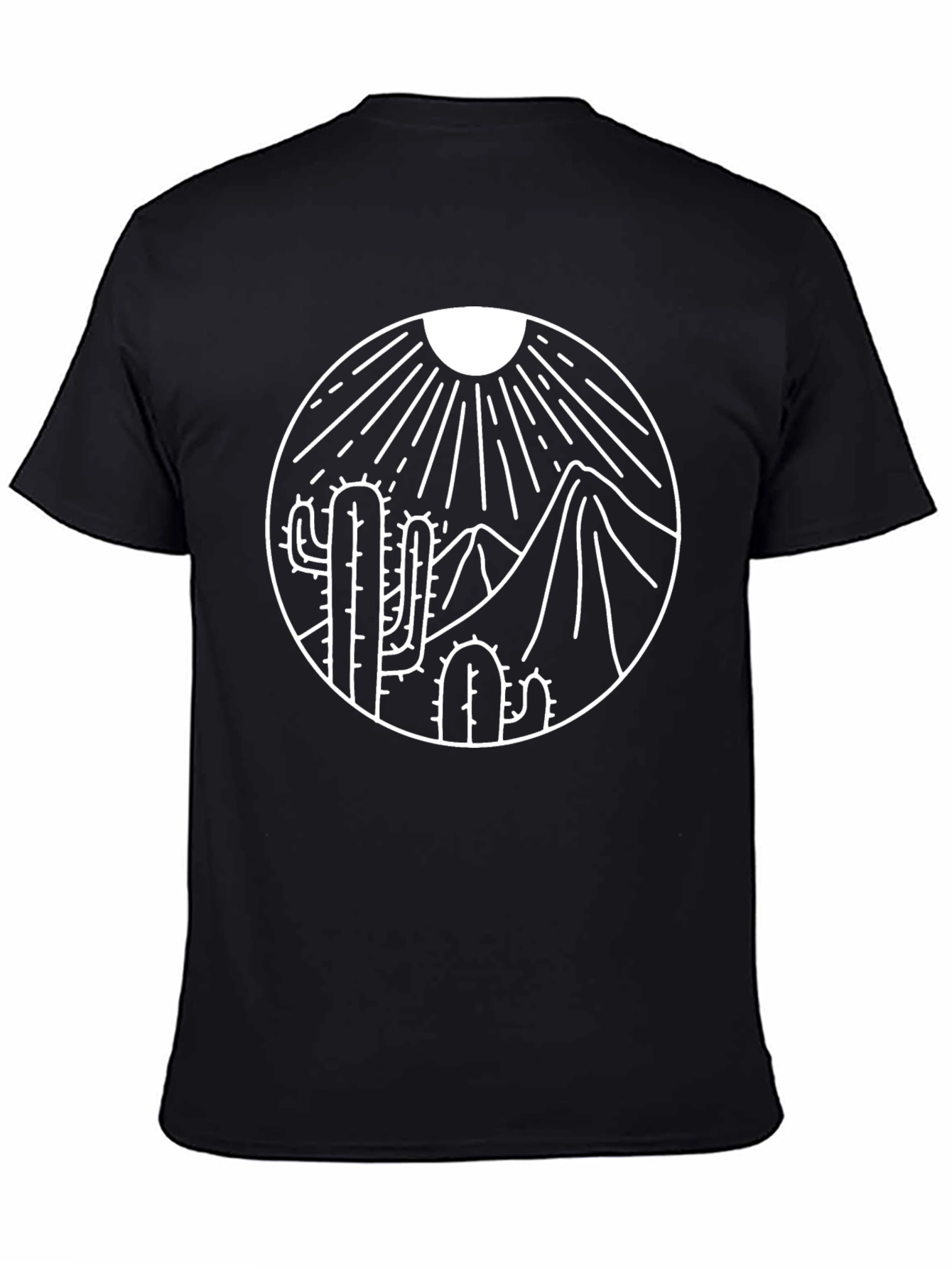 Desert Cactus Graphic Tee - Black Cotton Shirt