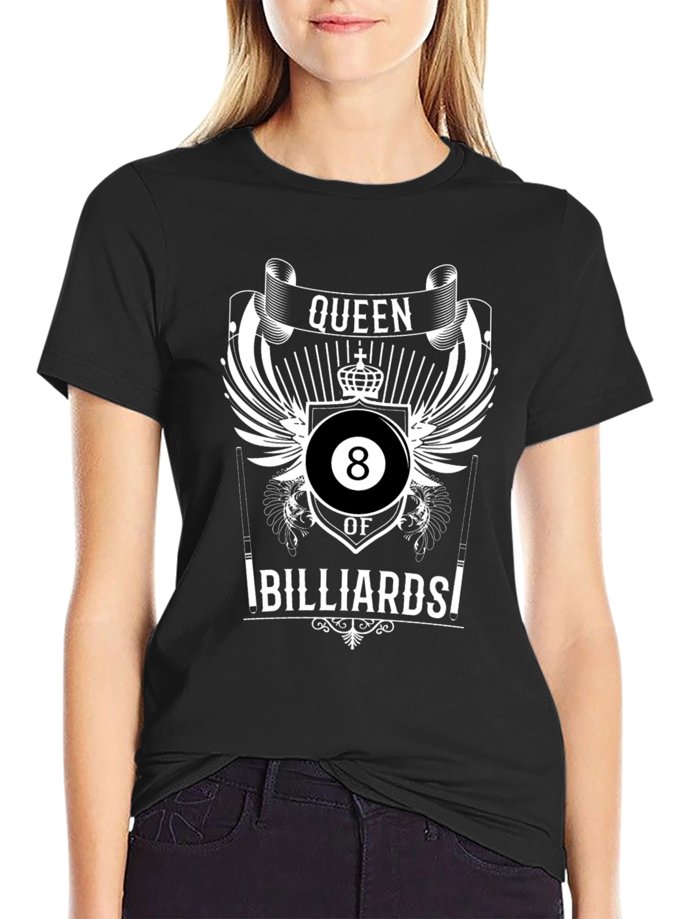 Queen of Billiards Black Graphic T-Shirt