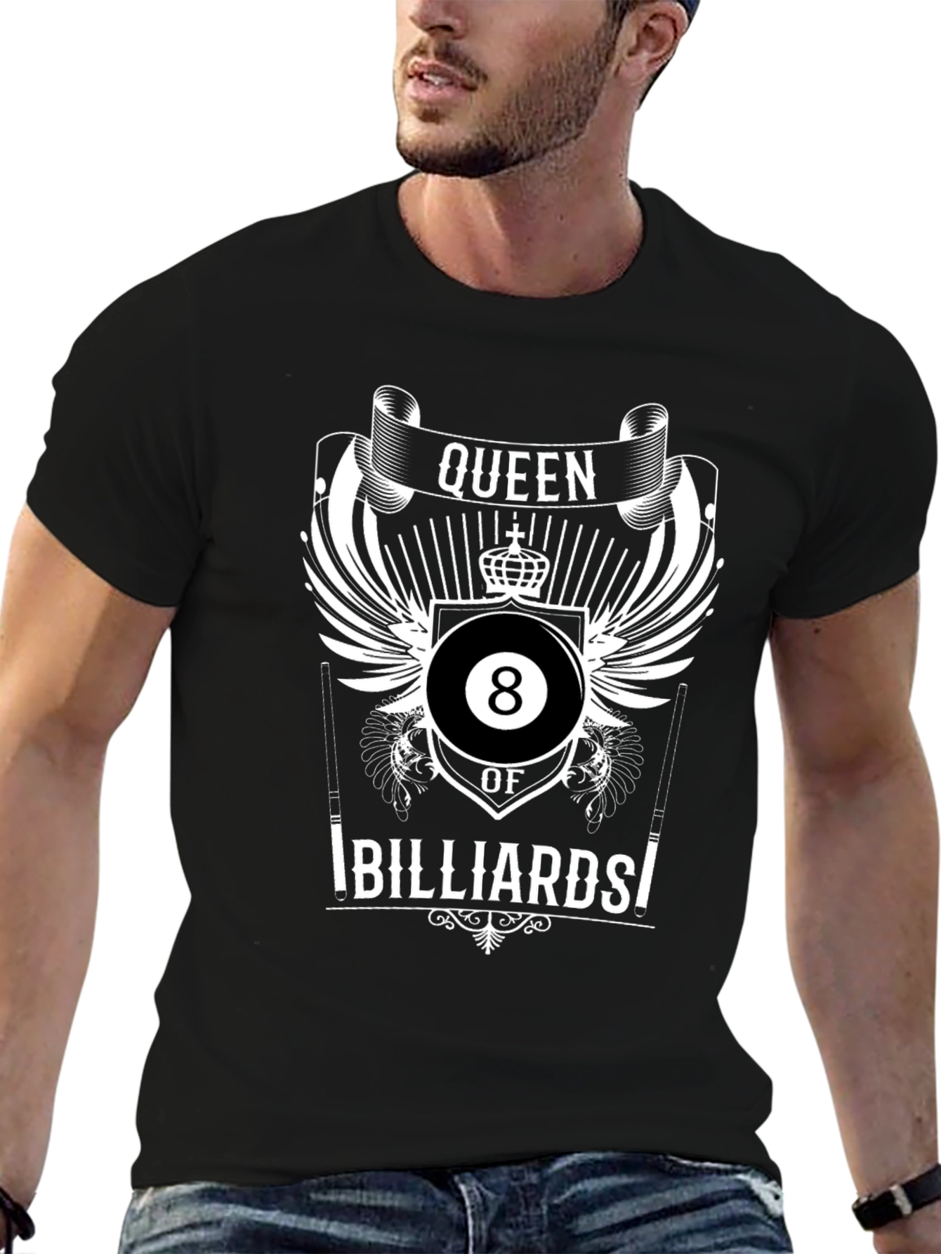 Queen of Billiards Black Graphic T-Shirt